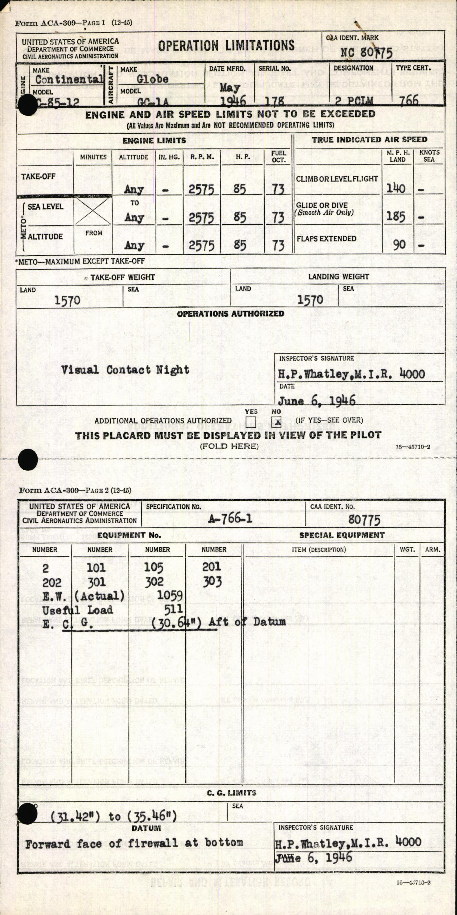 Sample page 5 from AirCorps Library document: Technical Information for Serial Number 178