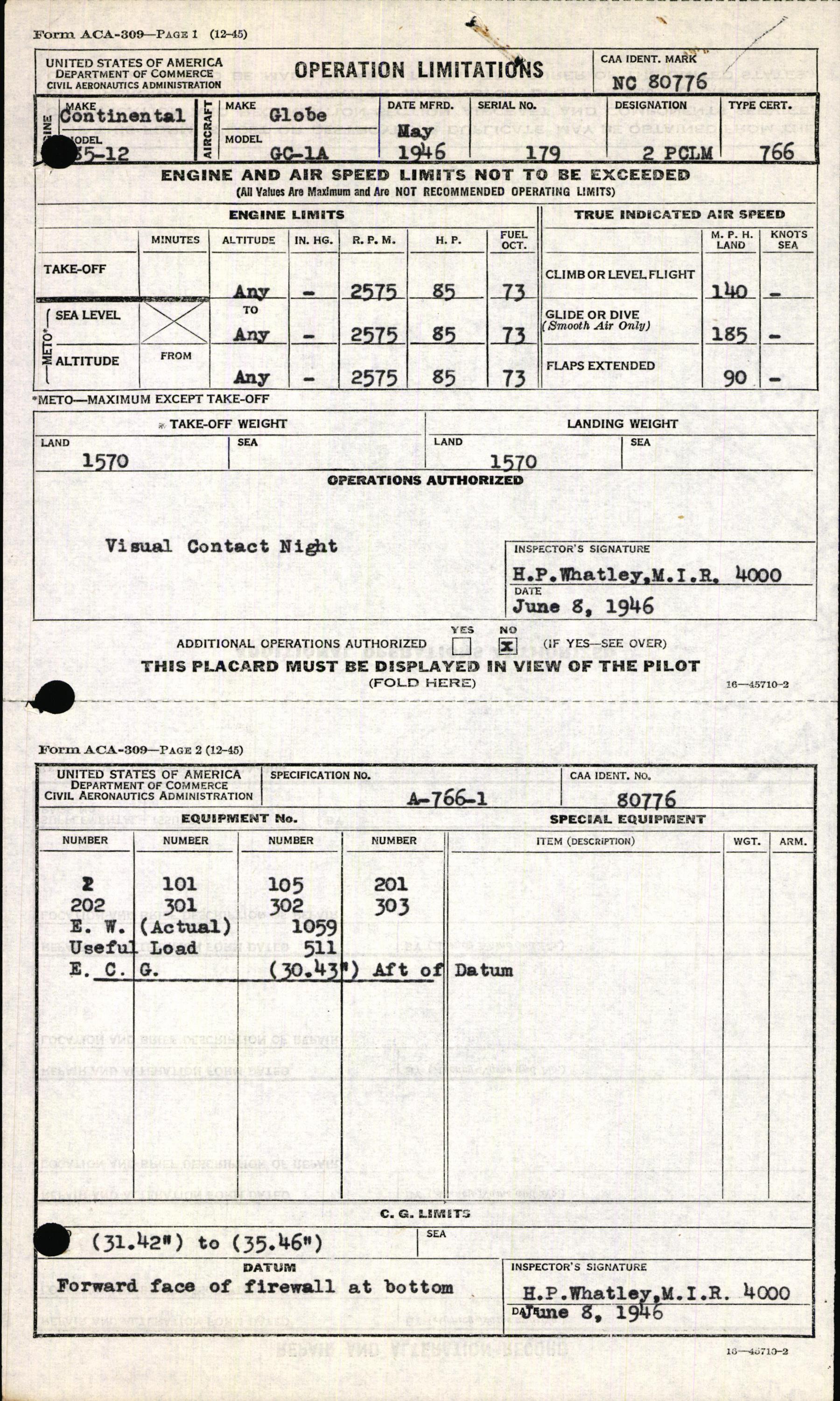 Sample page 5 from AirCorps Library document: Technical Information for Serial Number 179