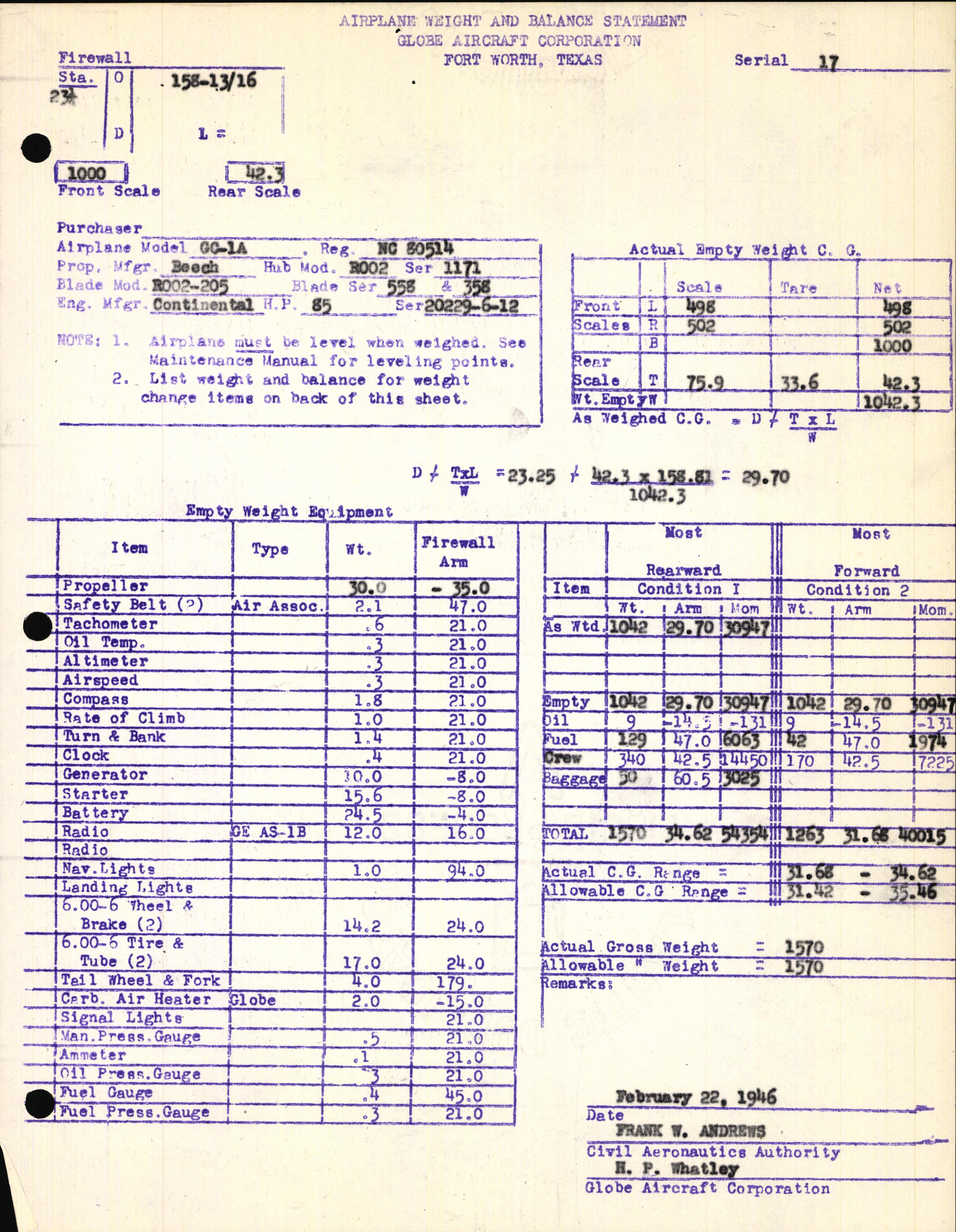 Sample page 7 from AirCorps Library document: Technical Information for Serial Number 17