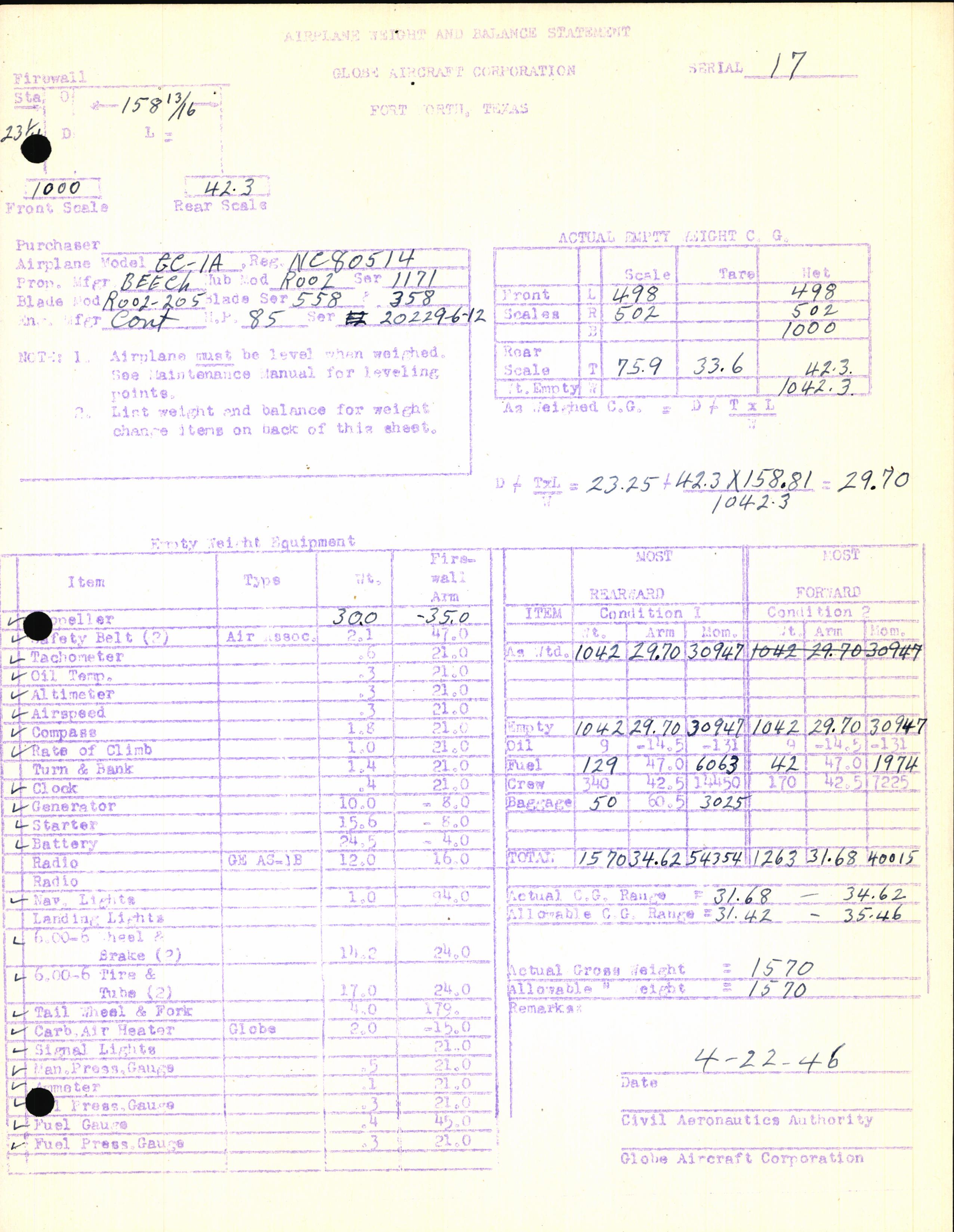 Sample page 9 from AirCorps Library document: Technical Information for Serial Number 17