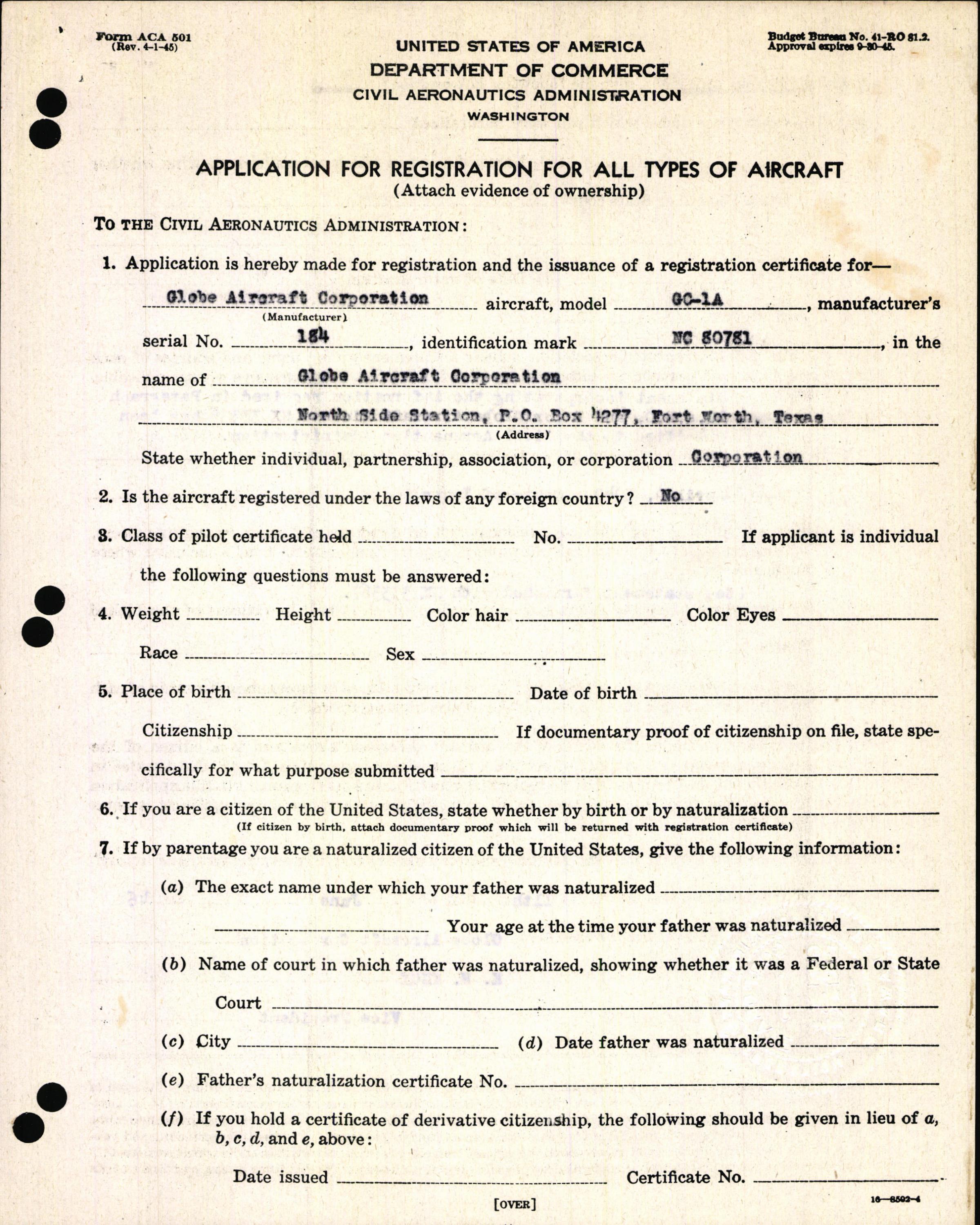 Sample page 5 from AirCorps Library document: Technical Information for Serial Number 184