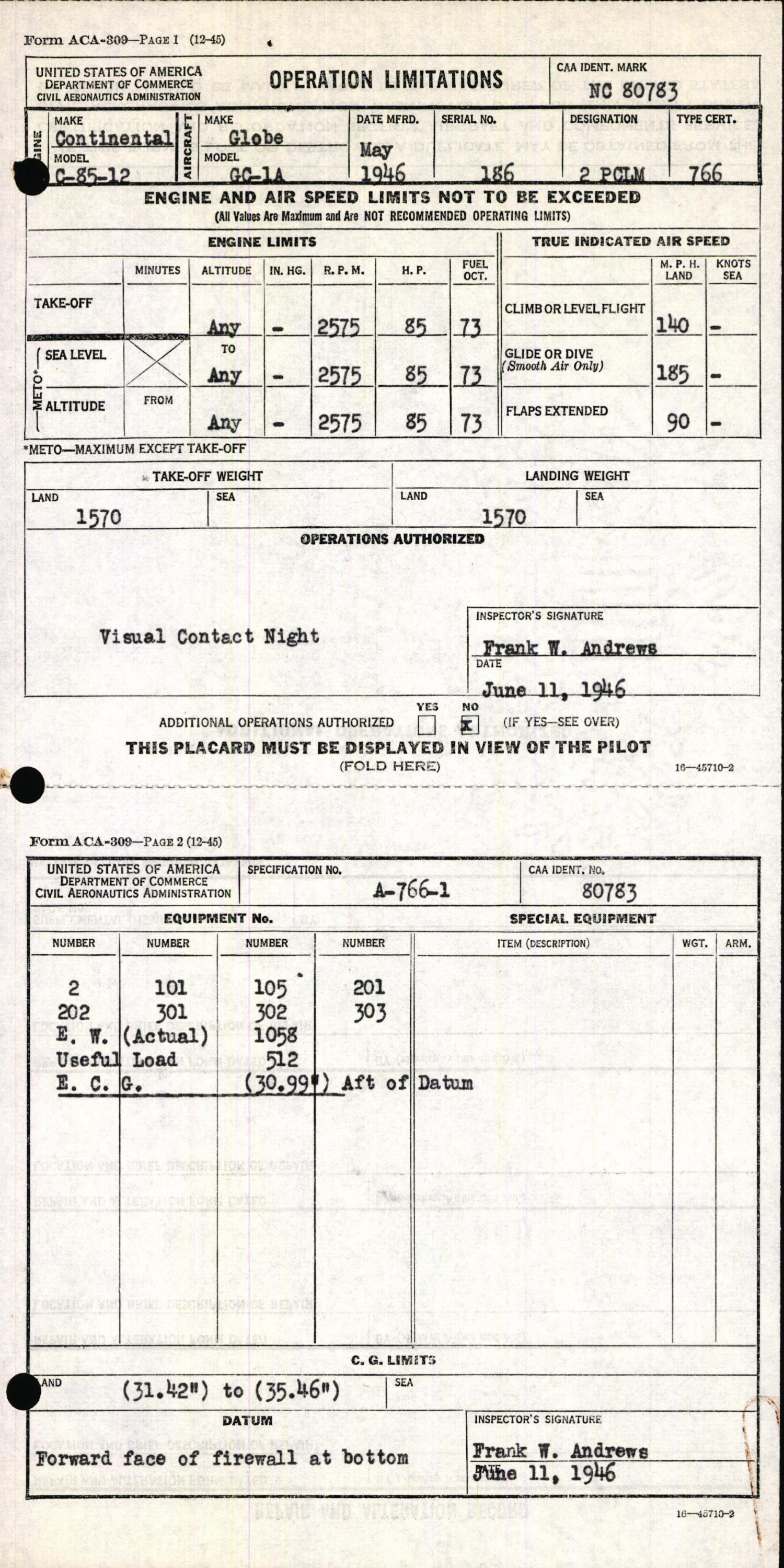 Sample page 5 from AirCorps Library document: Technical Information for Serial Number 186