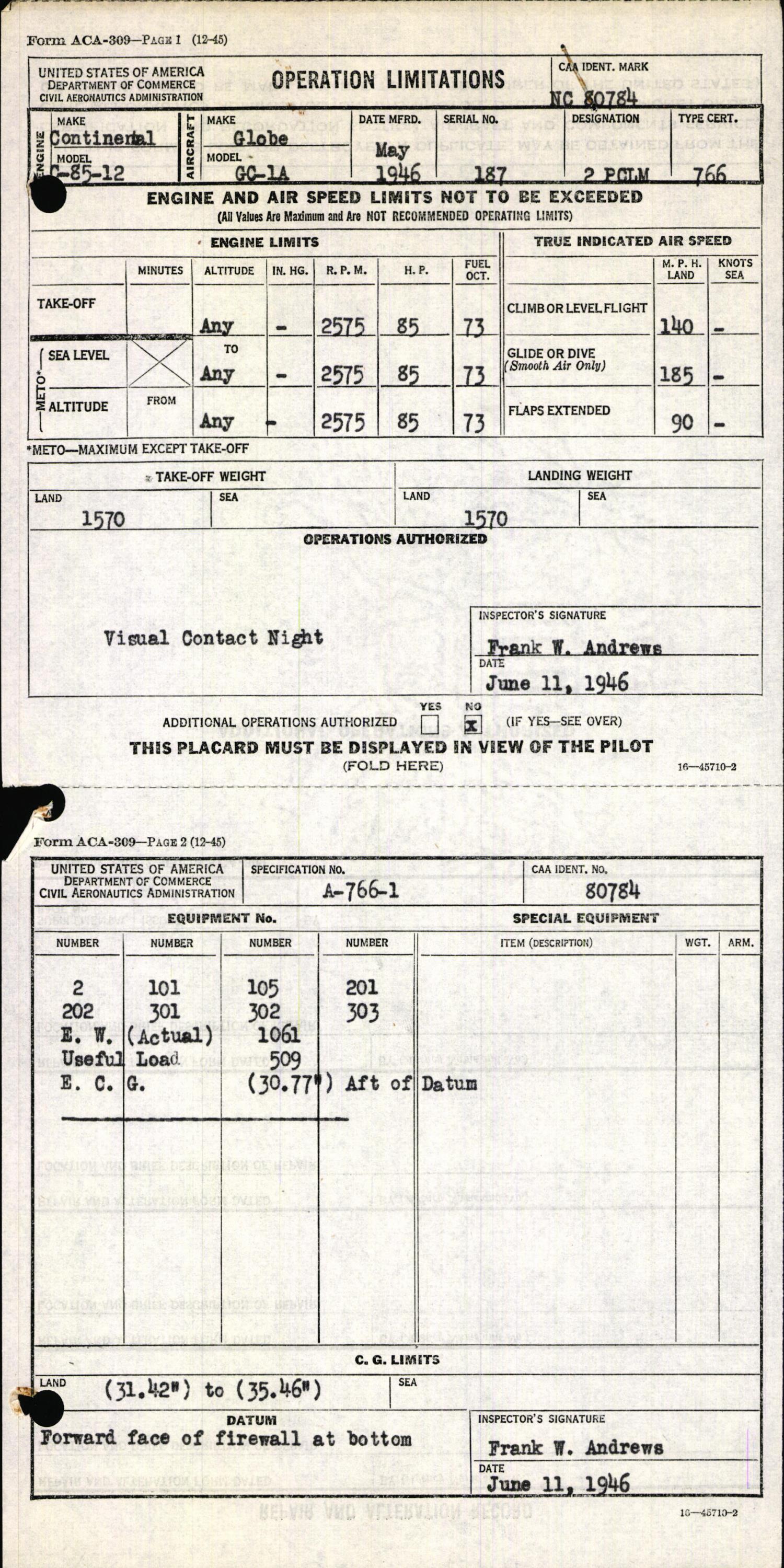 Sample page 3 from AirCorps Library document: Technical Information for Serial Number 187