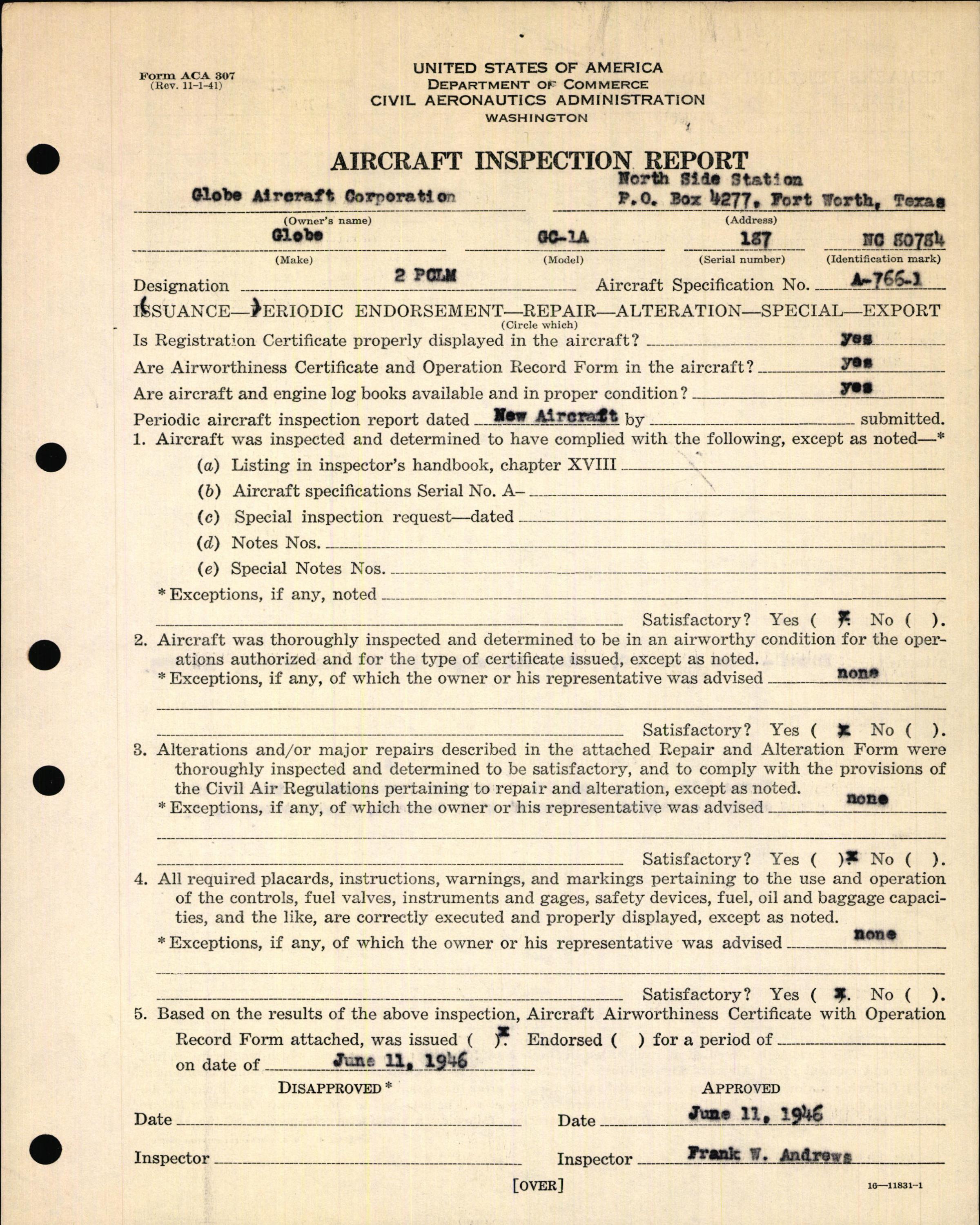 Sample page 5 from AirCorps Library document: Technical Information for Serial Number 187