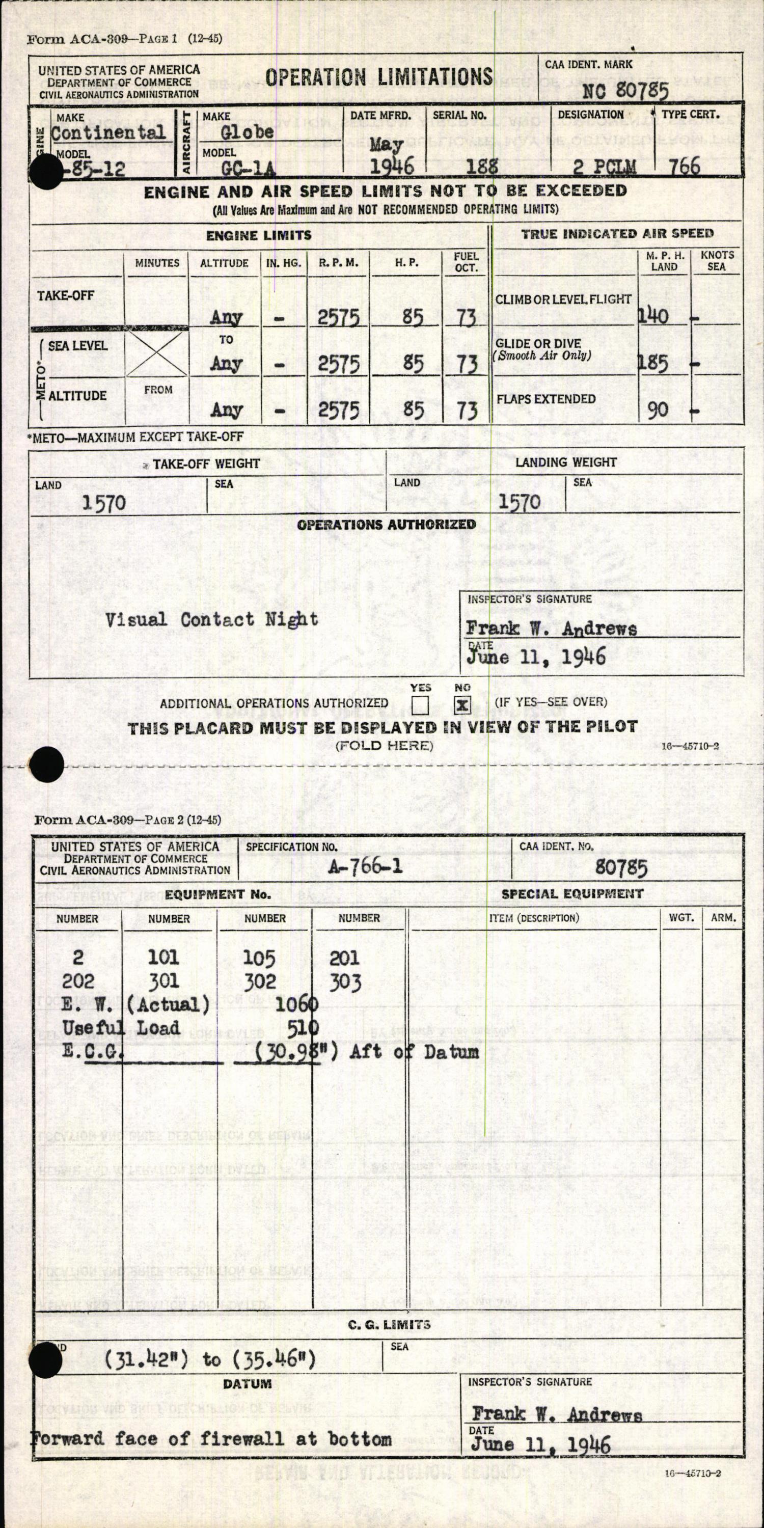 Sample page 5 from AirCorps Library document: Technical Information for Serial Number 188