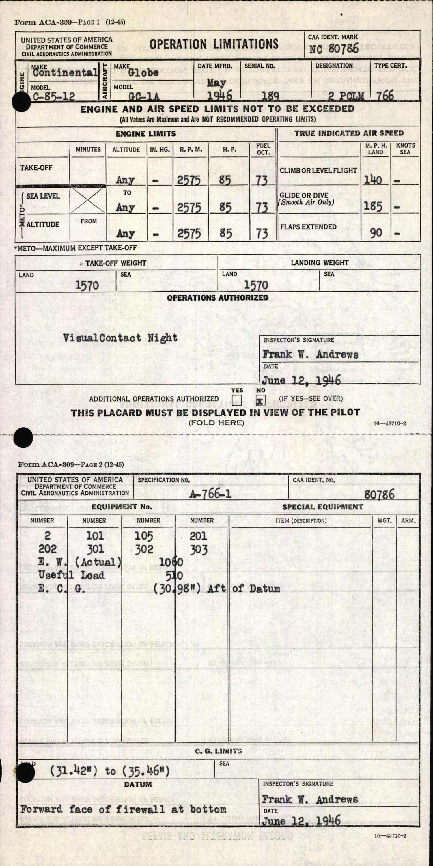 Sample page 5 from AirCorps Library document: Technical Information for Serial Number 189