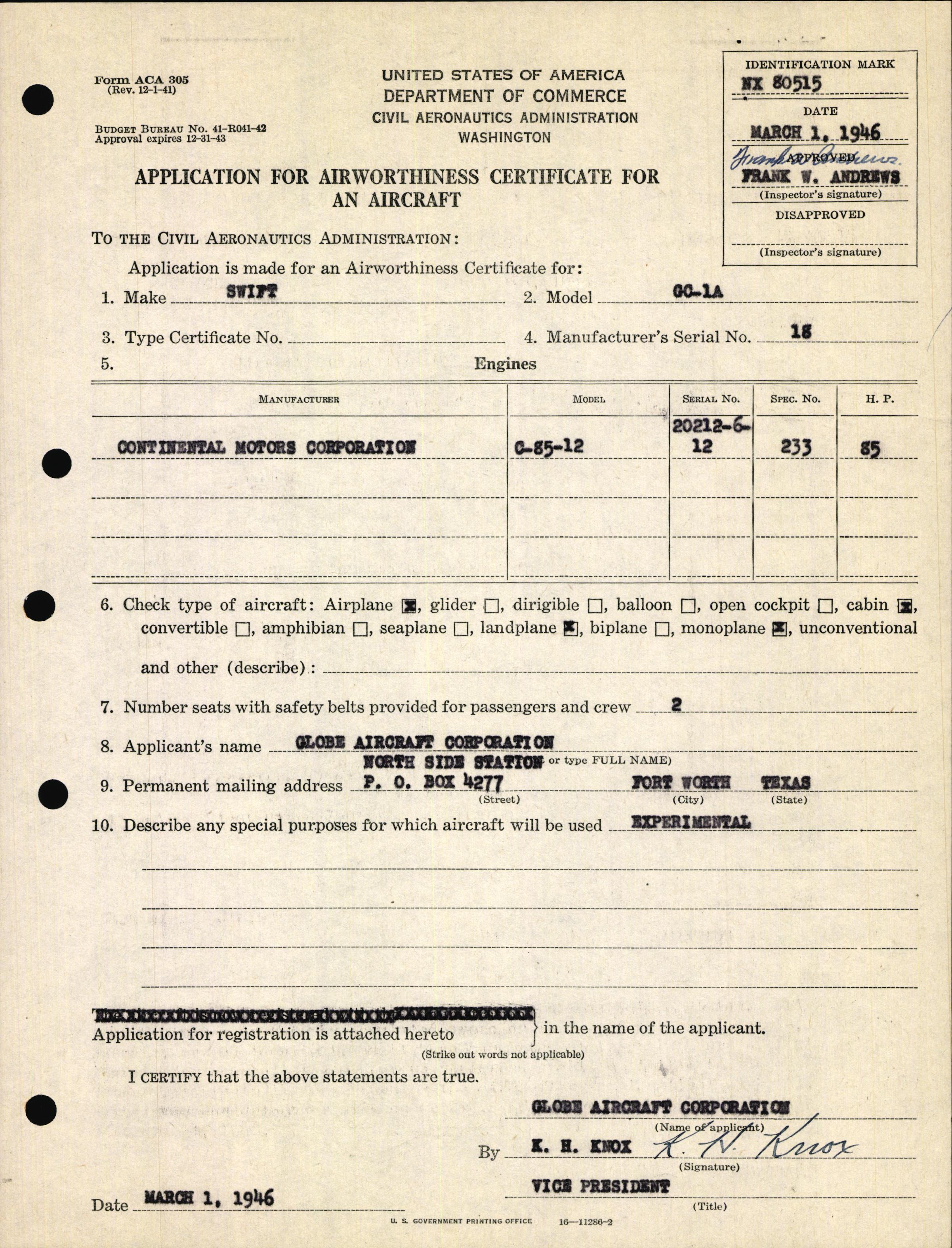 Sample page 3 from AirCorps Library document: Technical Information for Serial Number 18