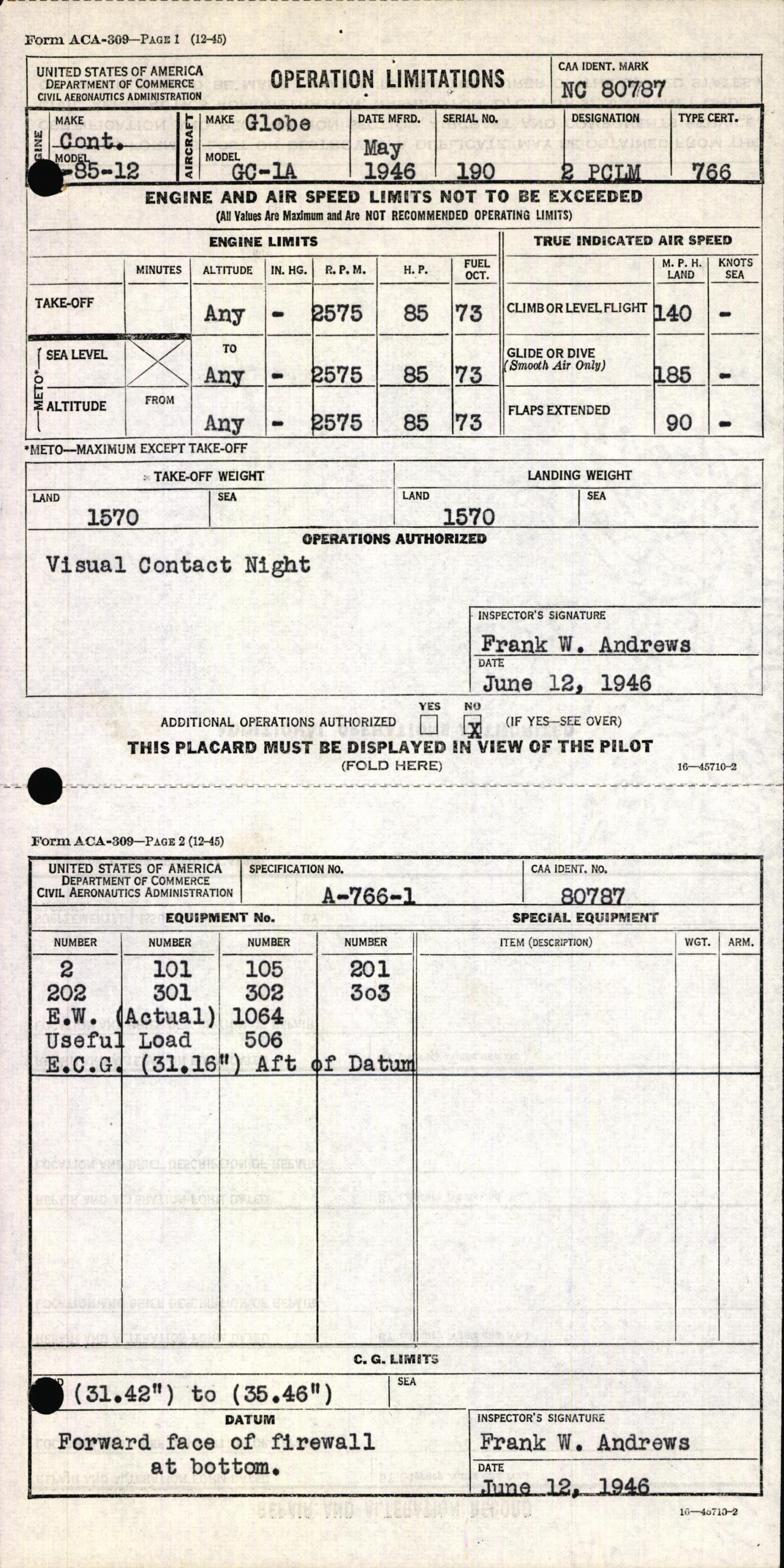 Sample page 5 from AirCorps Library document: Technical Information for Serial Number 190