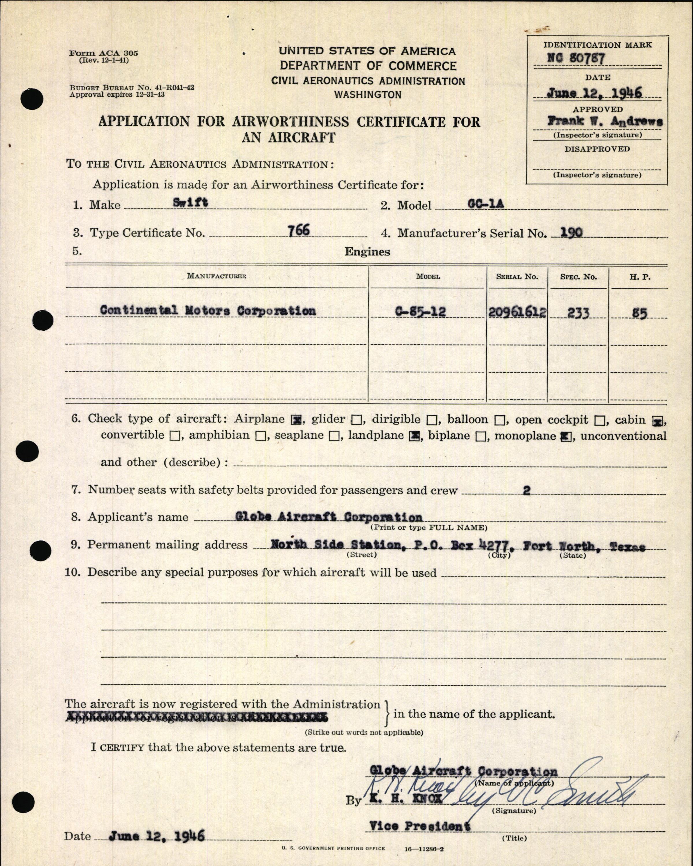 Sample page 7 from AirCorps Library document: Technical Information for Serial Number 190
