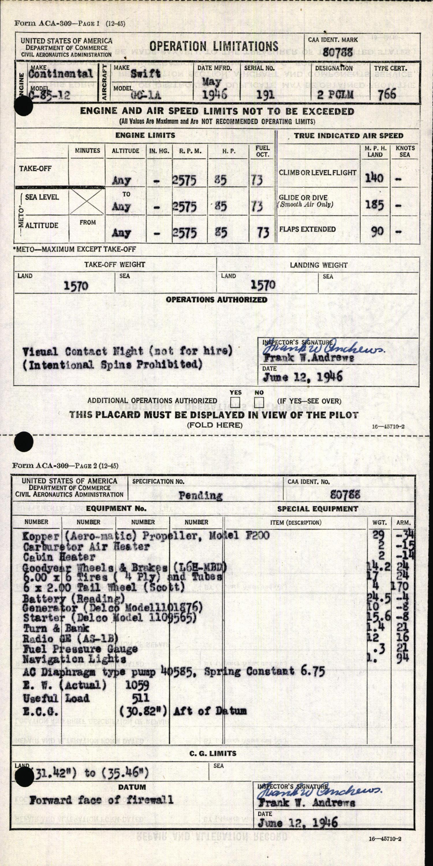 Sample page 5 from AirCorps Library document: Technical Information for Serial Number 191