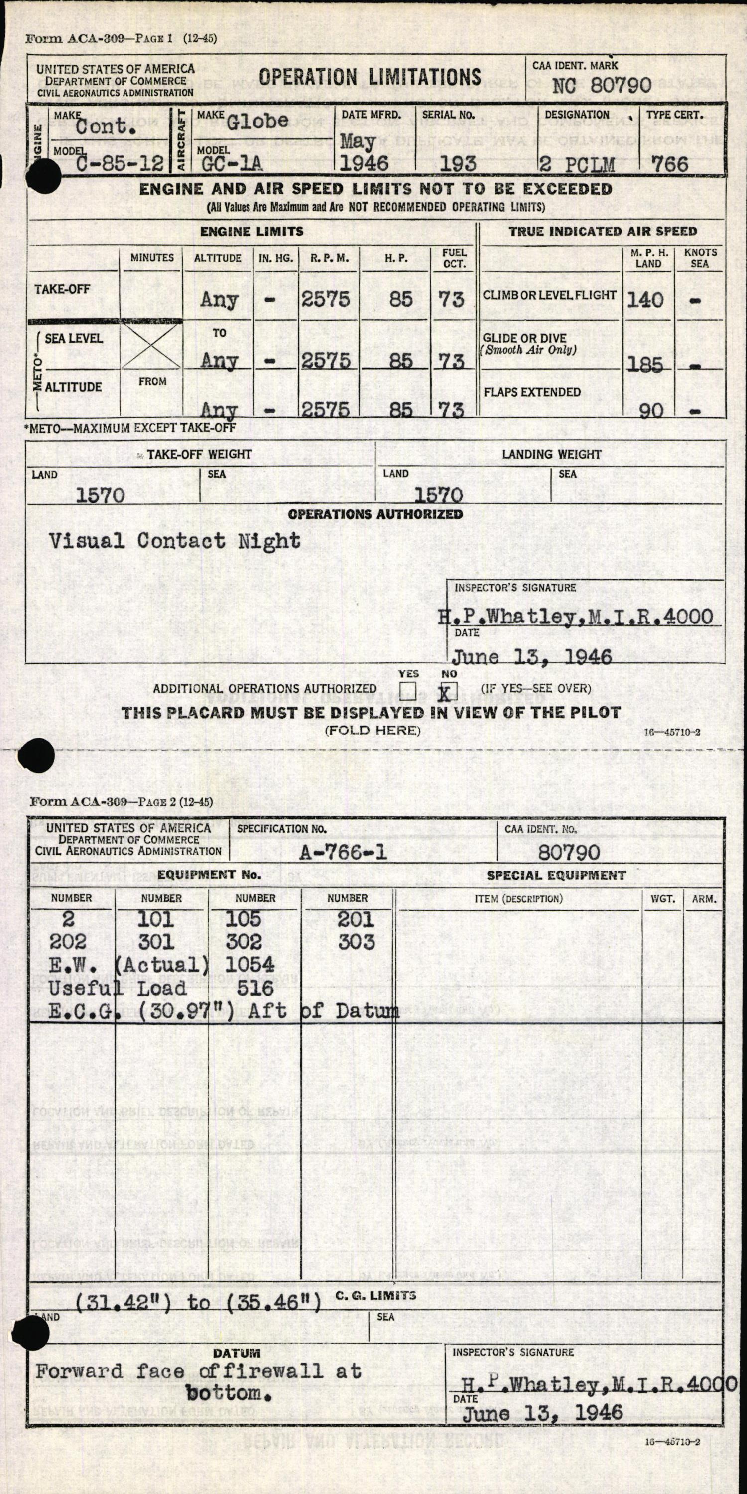 Sample page 5 from AirCorps Library document: Technical Information for Serial Number 193