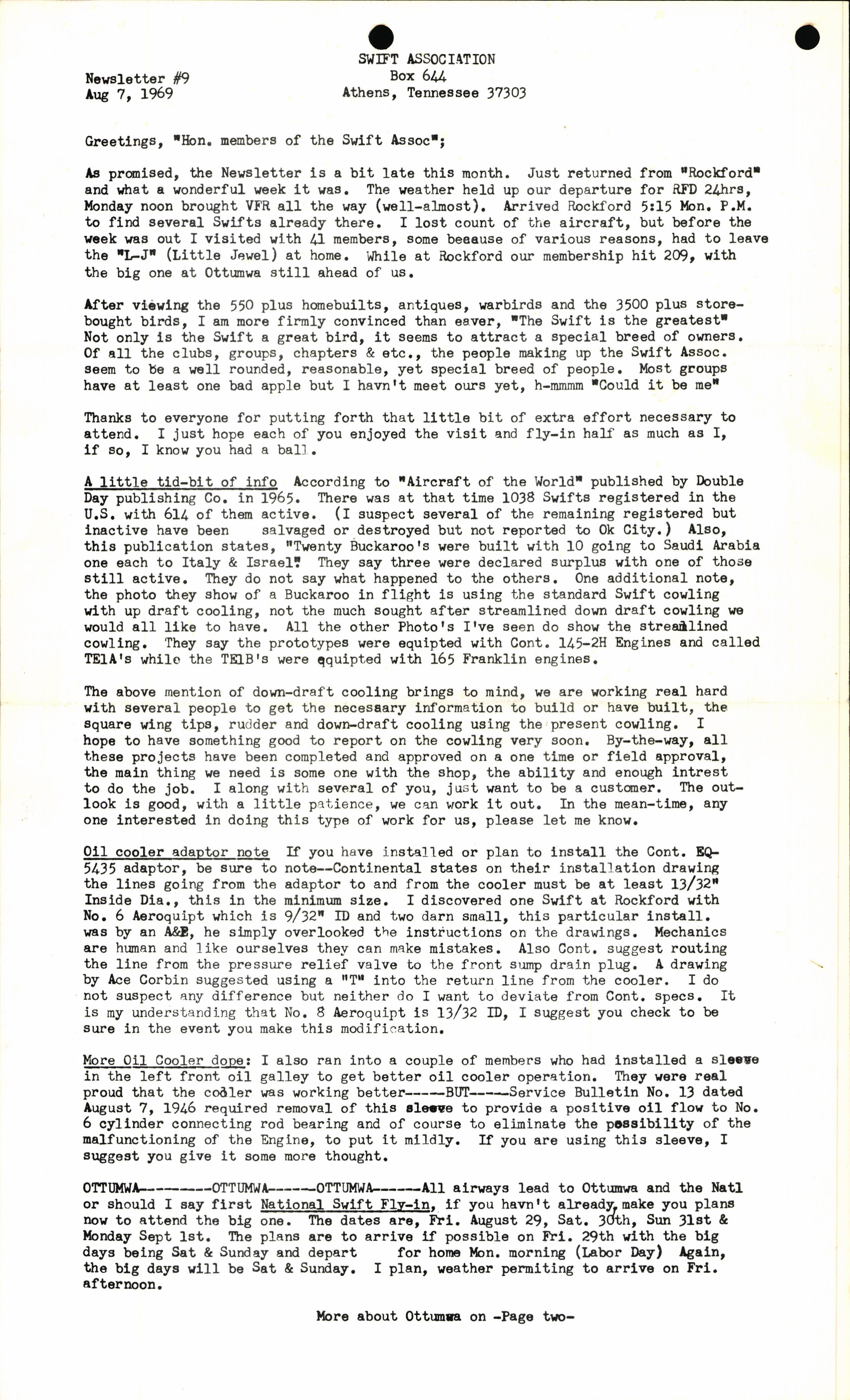 Sample page 1 from AirCorps Library document: August 1969