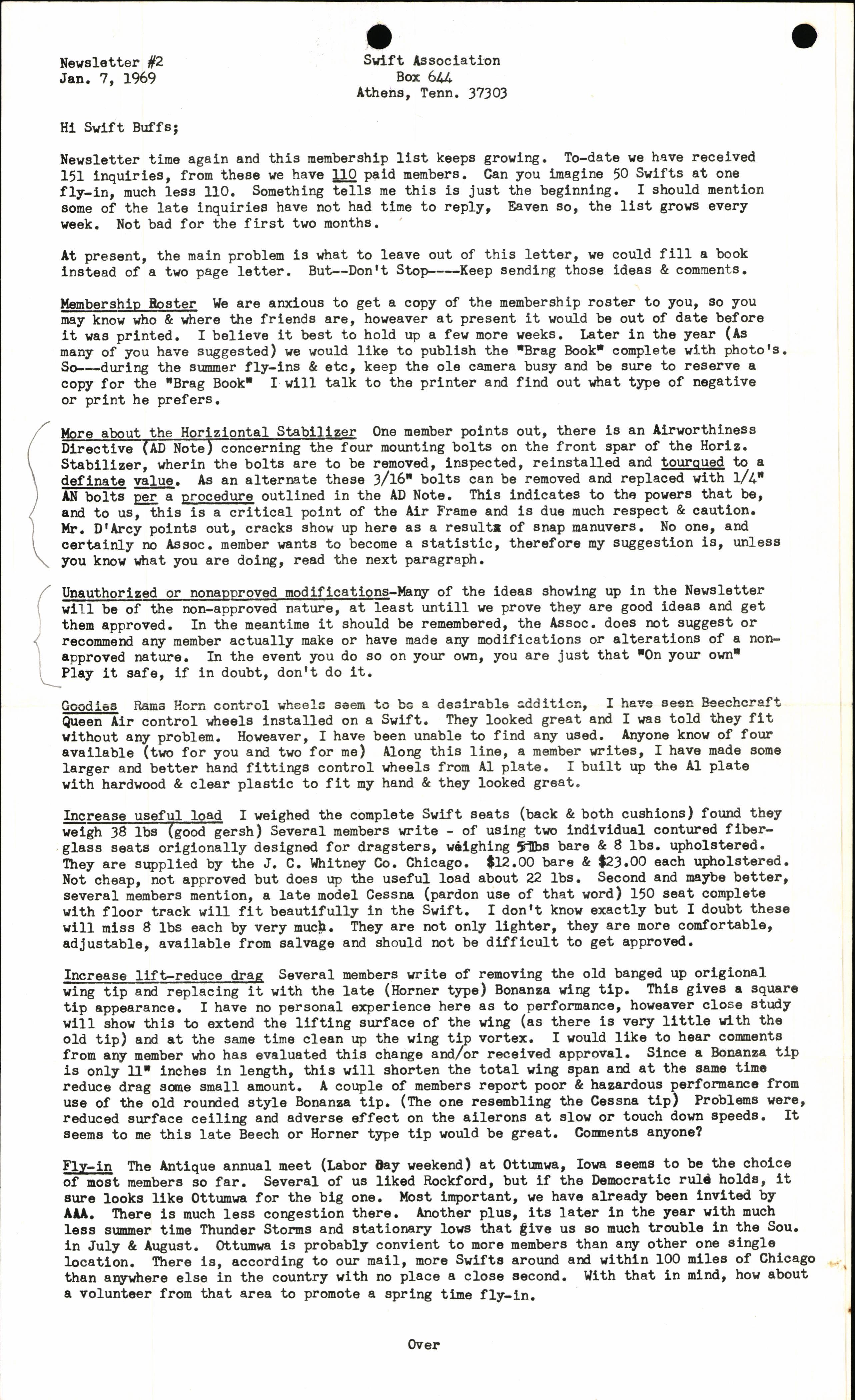 Sample page 1 from AirCorps Library document: January 1969