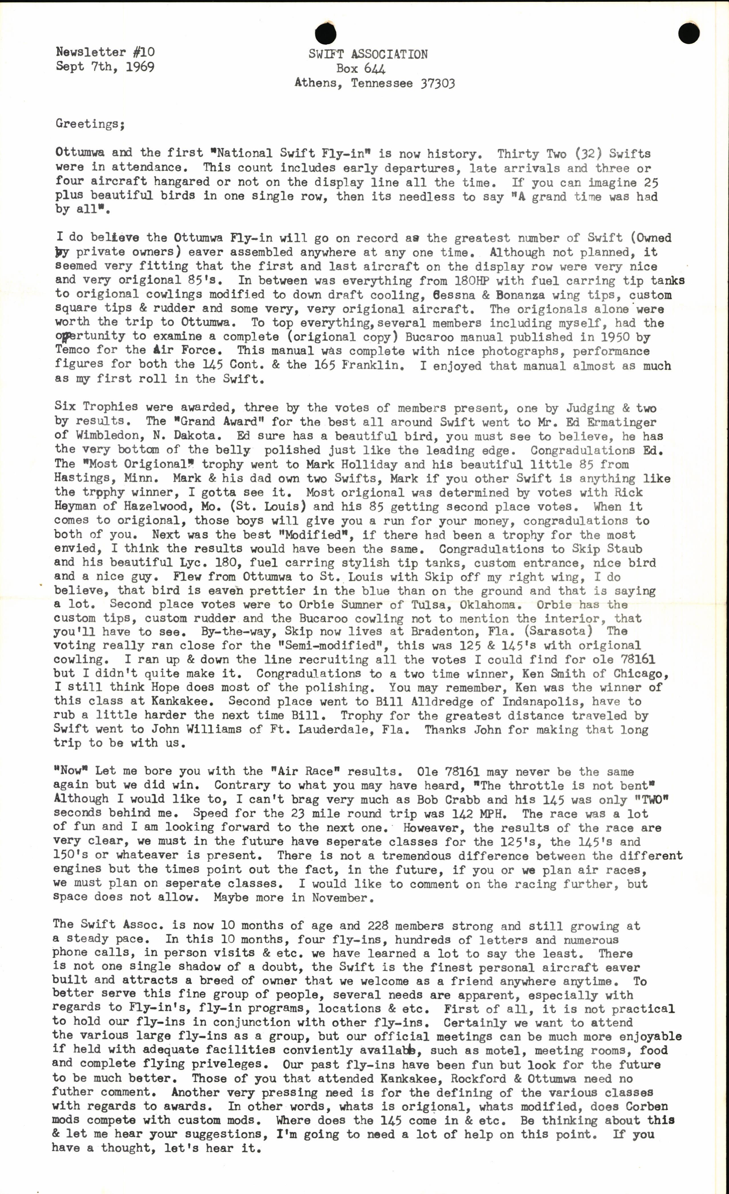 Sample page 1 from AirCorps Library document: September 1969