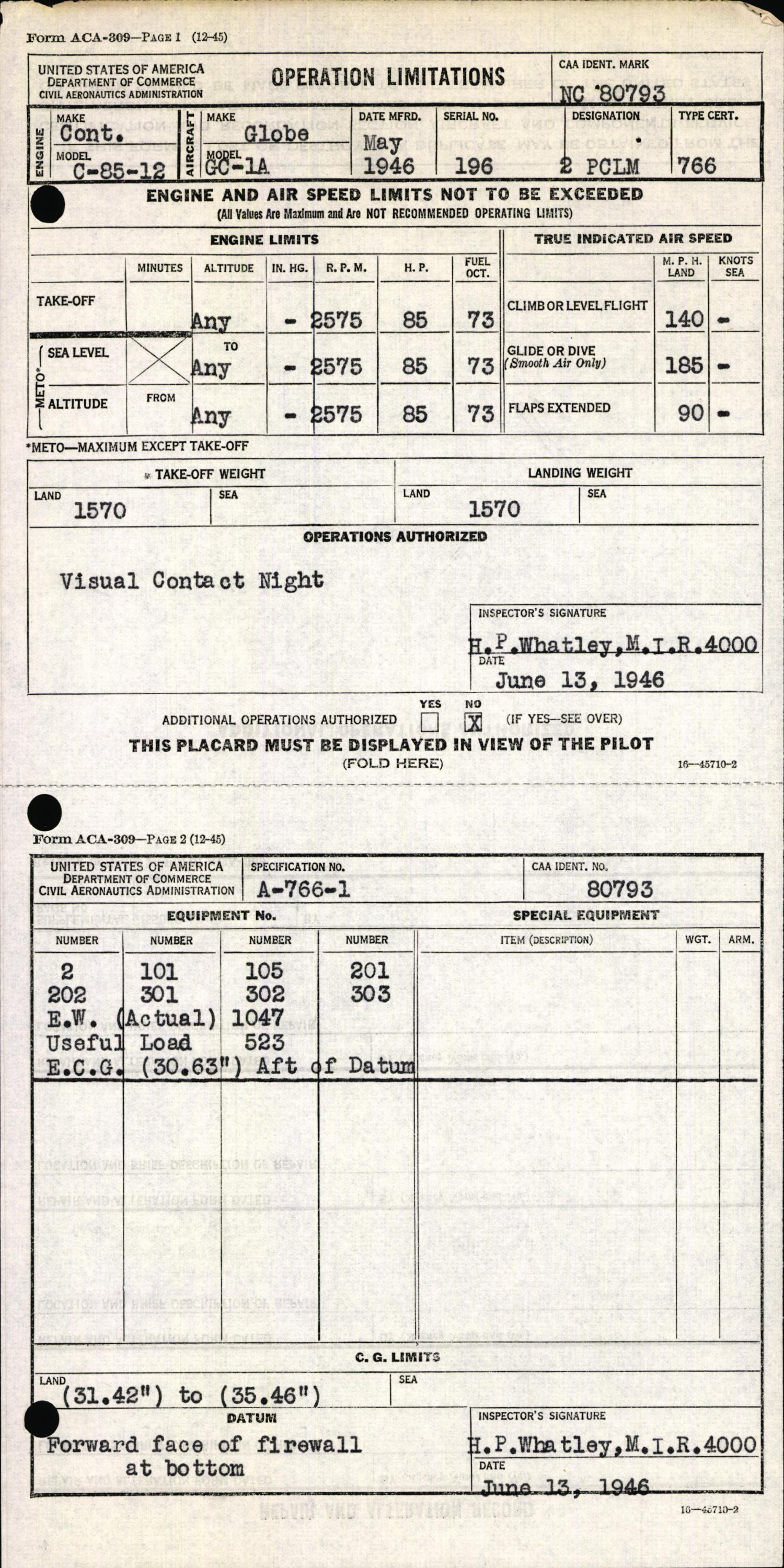 Sample page 5 from AirCorps Library document: Technical Information for Serial Number 196
