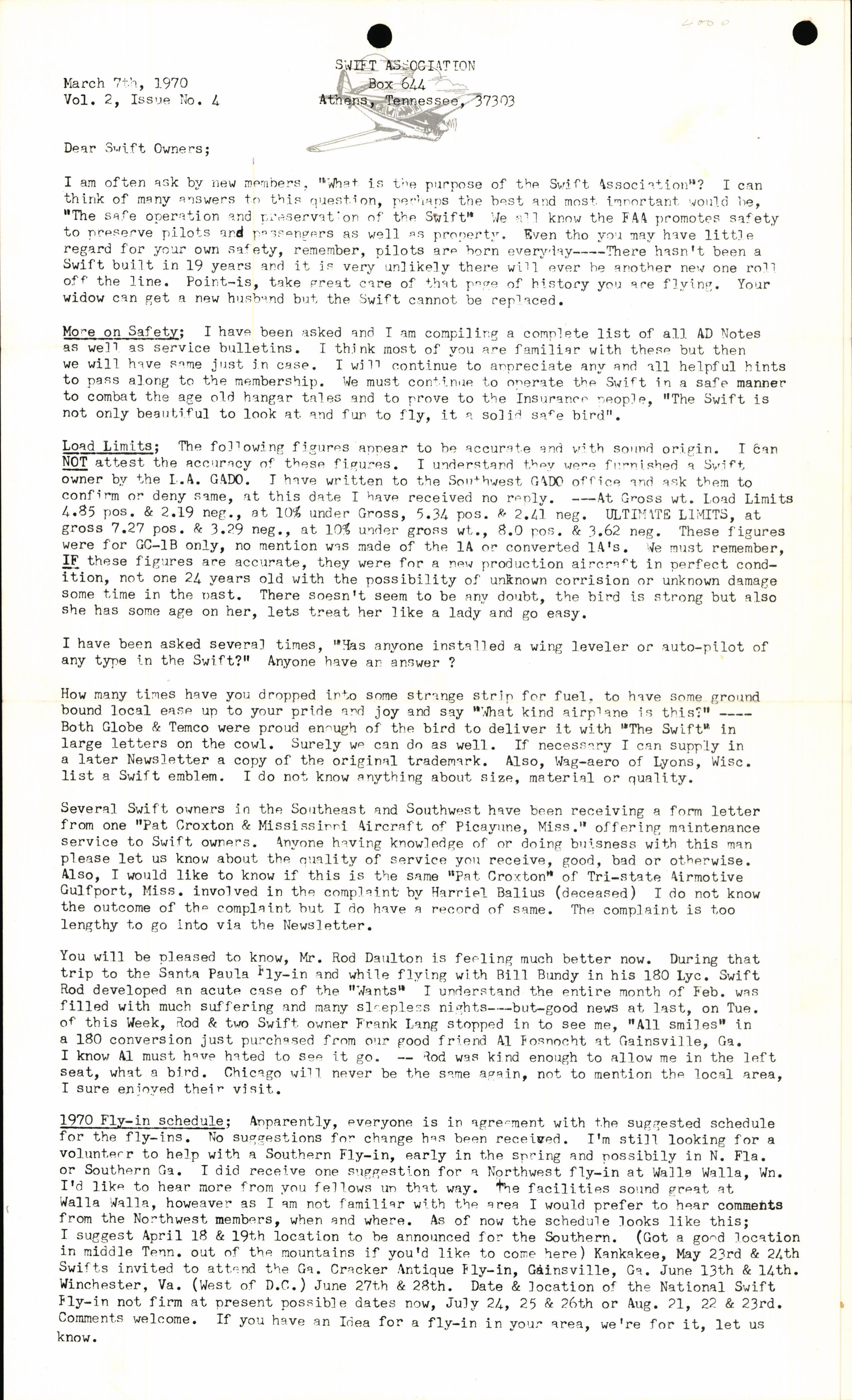 Sample page 1 from AirCorps Library document: March 1970