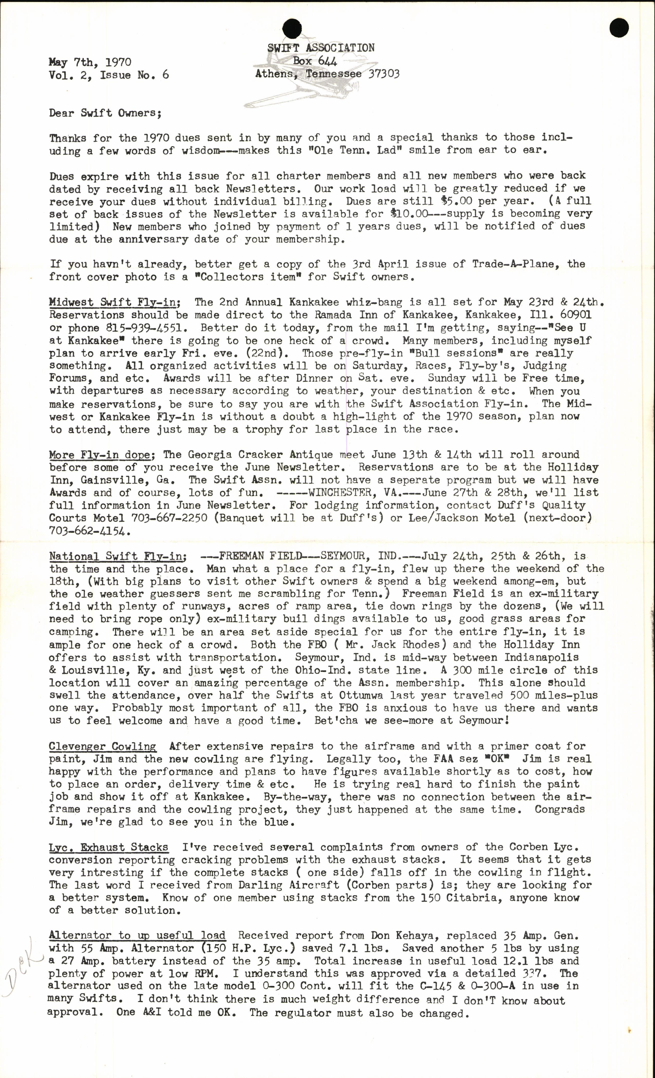 Sample page 1 from AirCorps Library document: May 1970