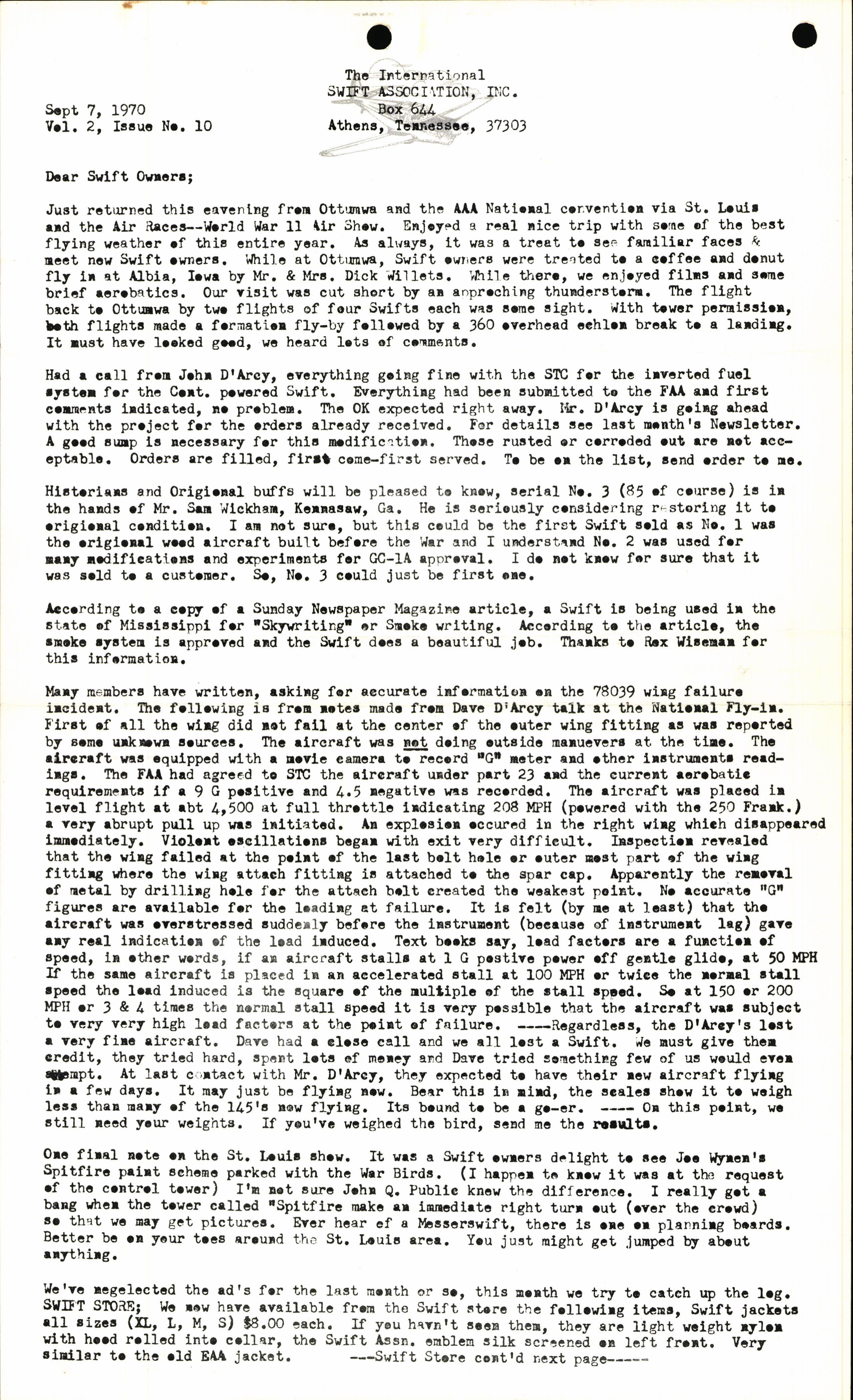 Sample page 1 from AirCorps Library document: September 1970