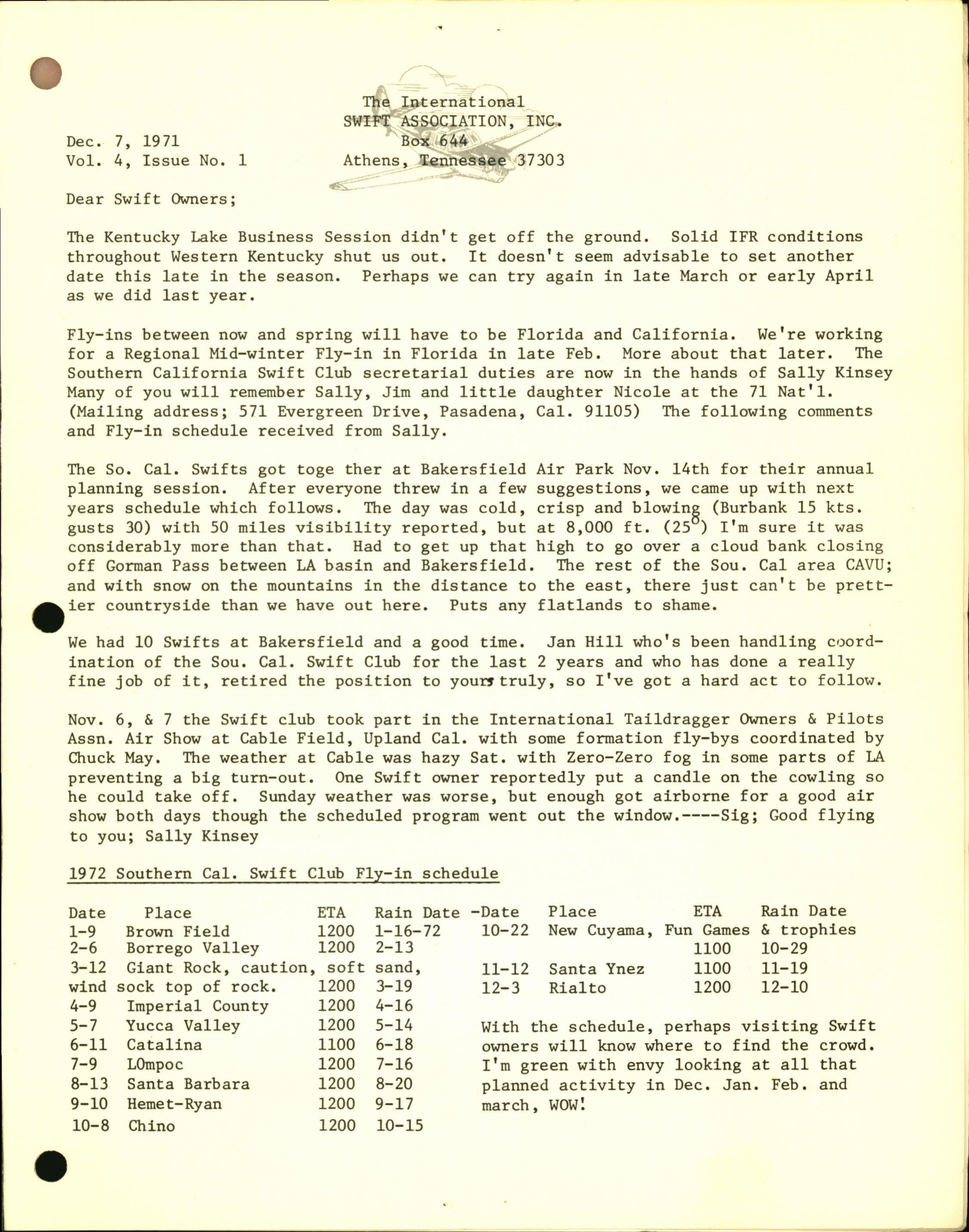Sample page 1 from AirCorps Library document: December 1971