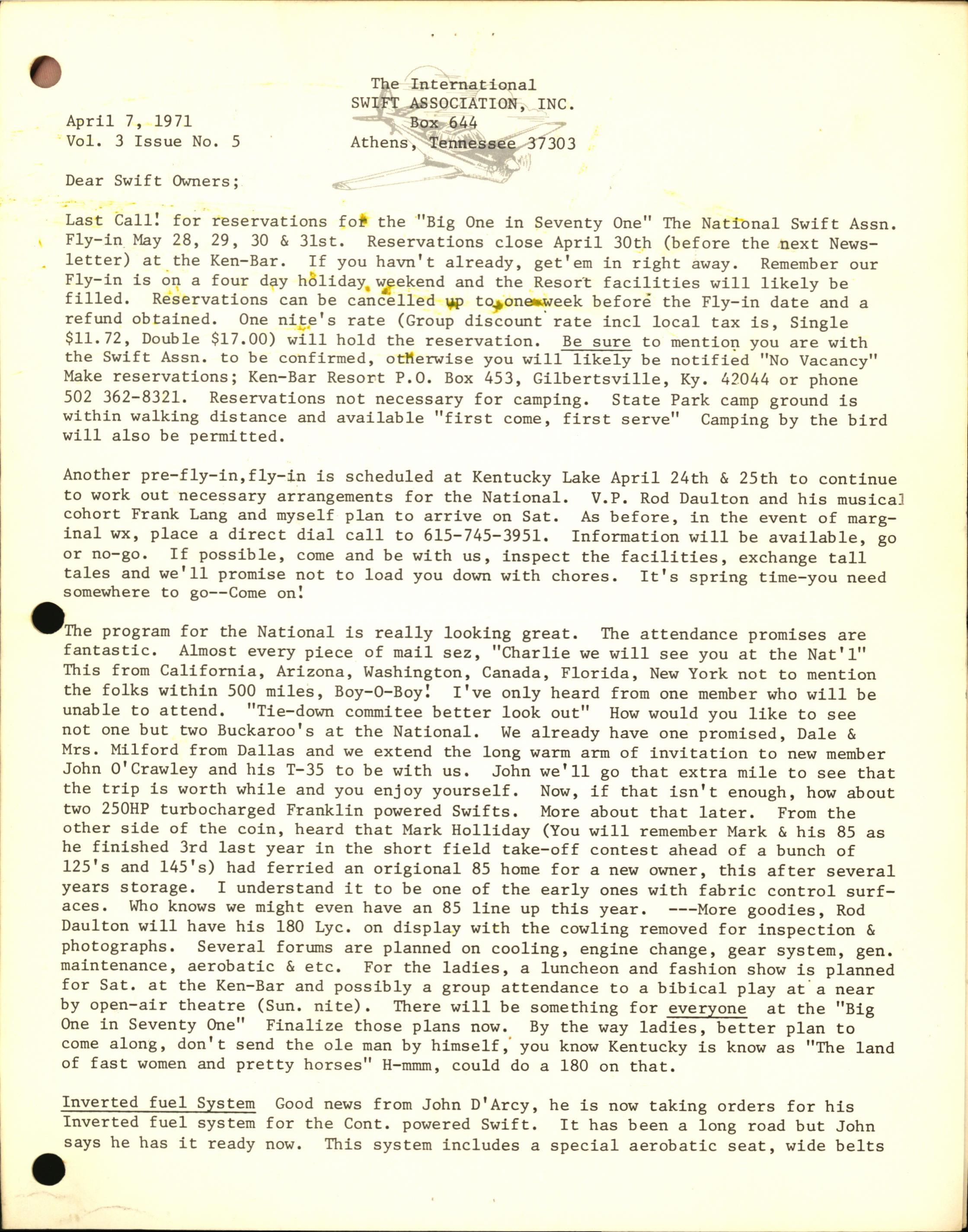 Sample page 1 from AirCorps Library document: April 1971