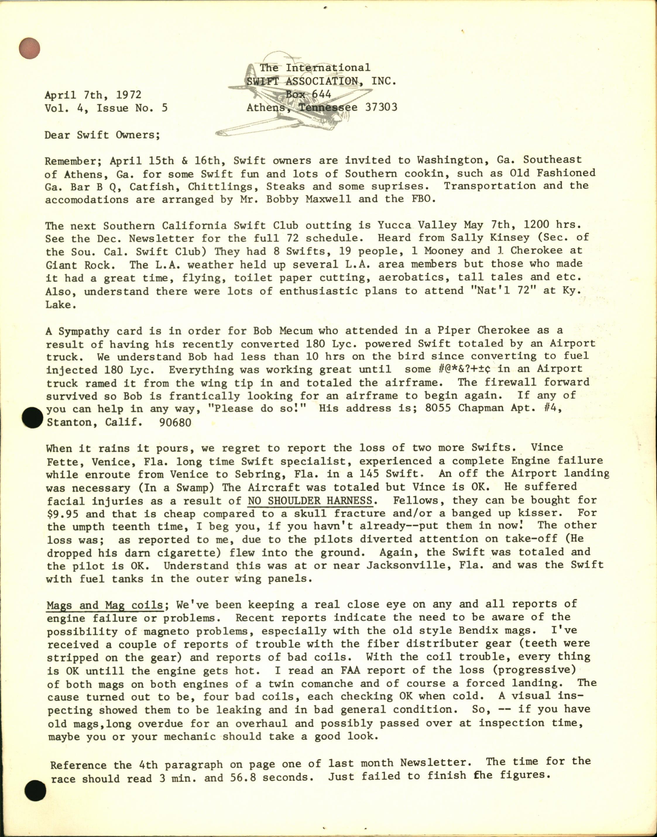 Sample page 1 from AirCorps Library document: April 1972