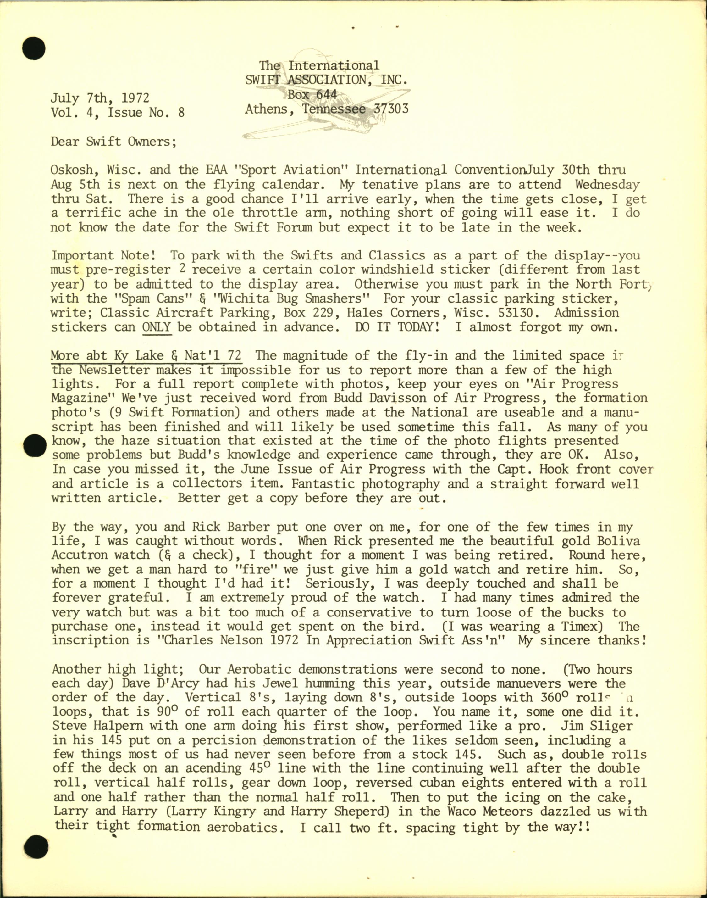 Sample page 1 from AirCorps Library document: July 1972