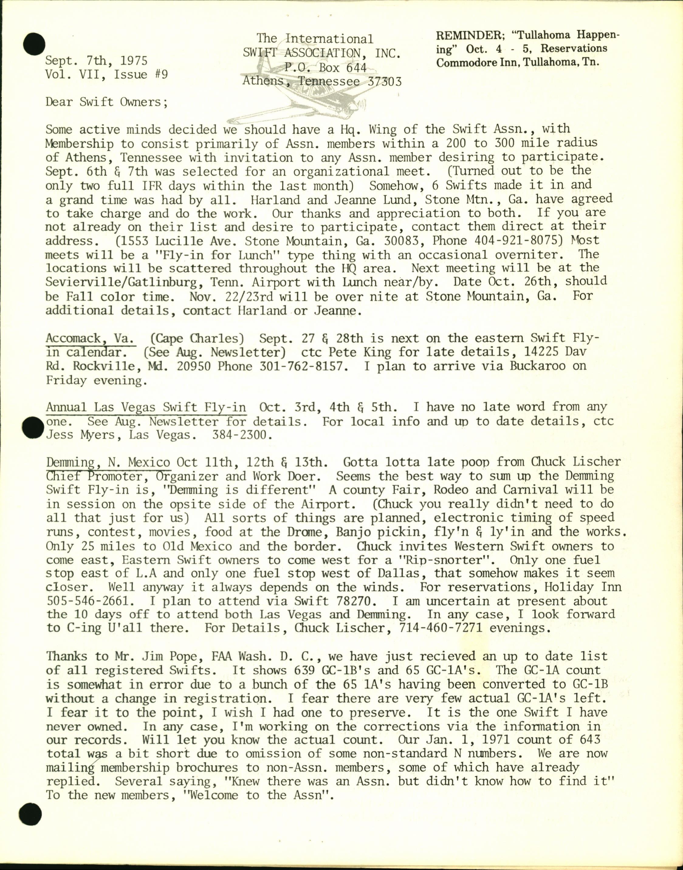 Sample page 1 from AirCorps Library document: September 1975