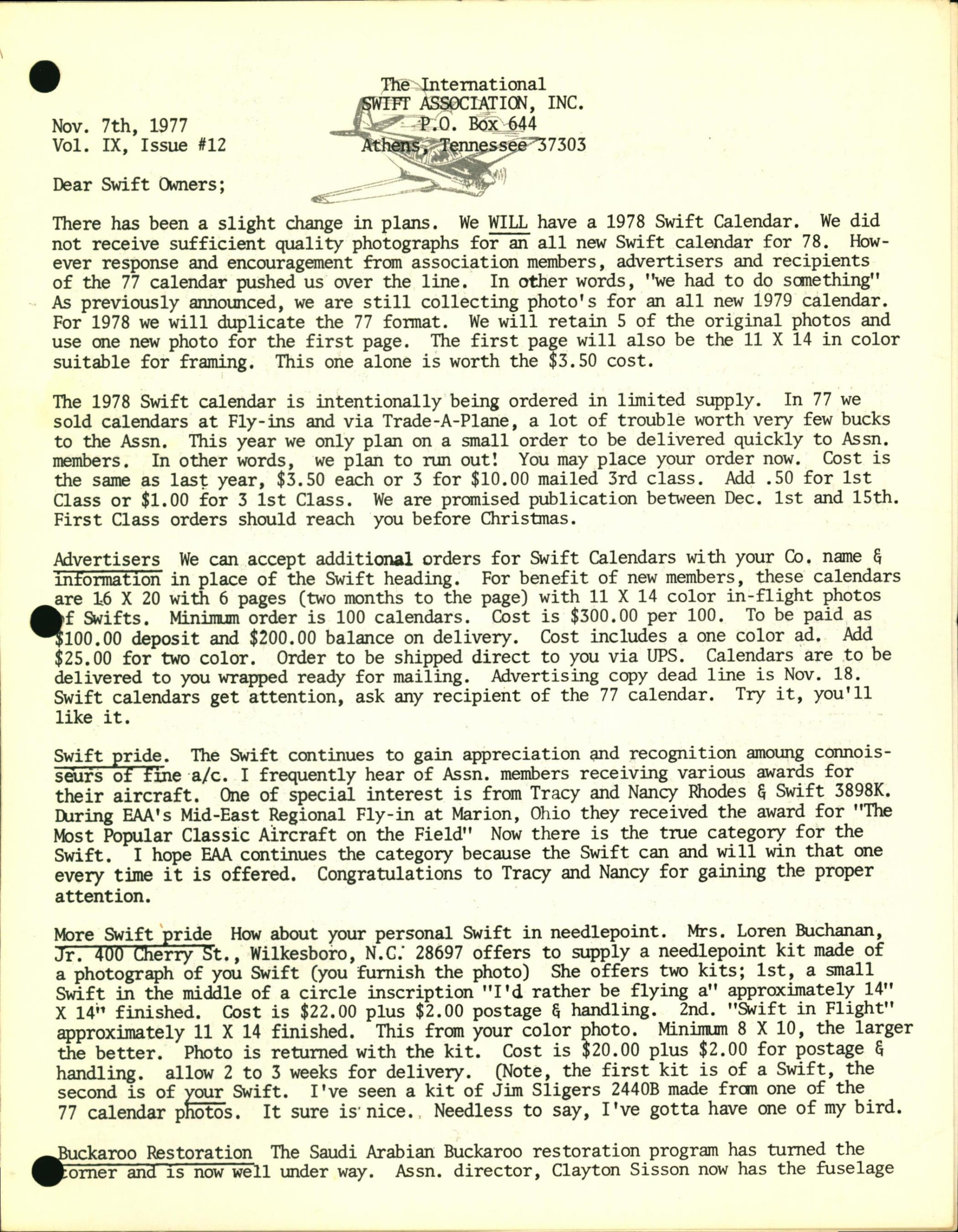 Sample page 1 from AirCorps Library document: November 1977