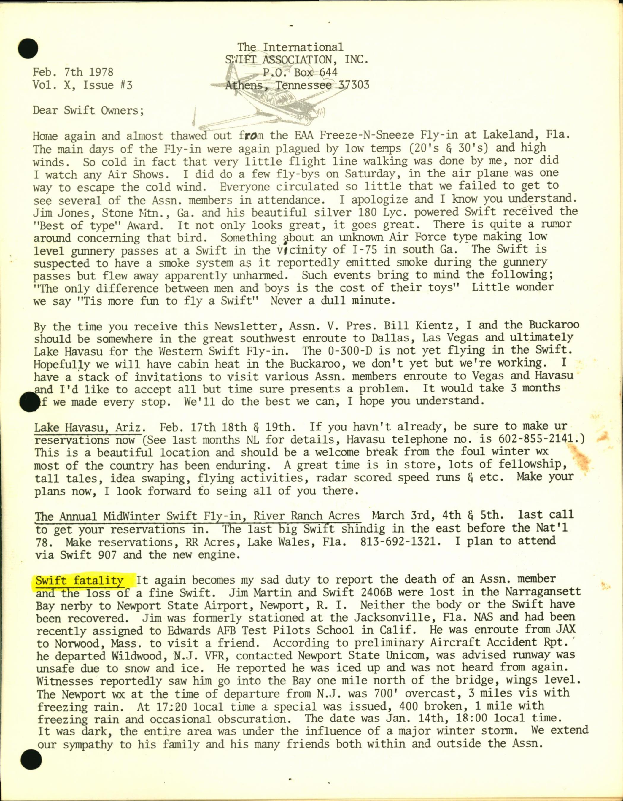 Sample page 1 from AirCorps Library document: February 1978