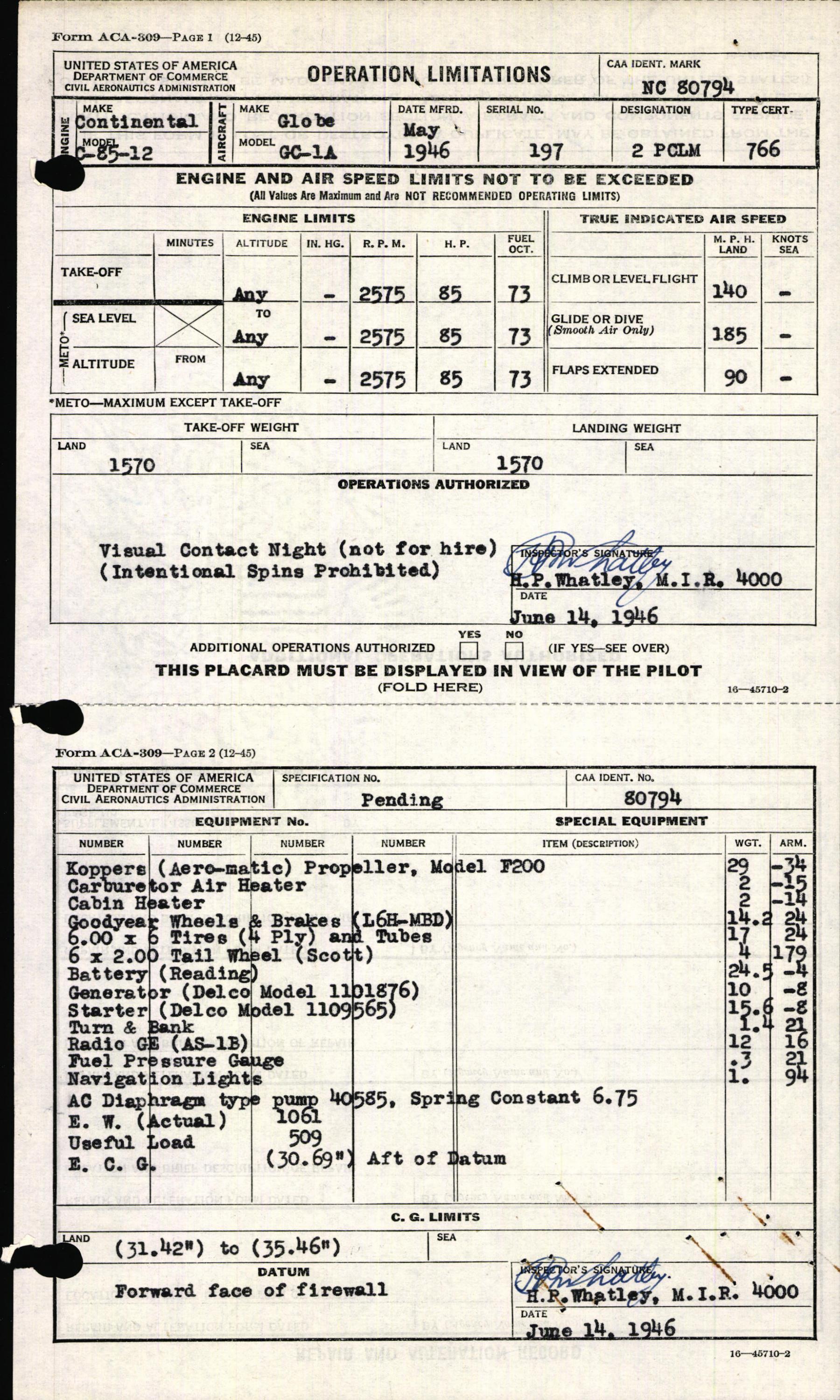 Sample page 5 from AirCorps Library document: Technical Information for Serial Number 197