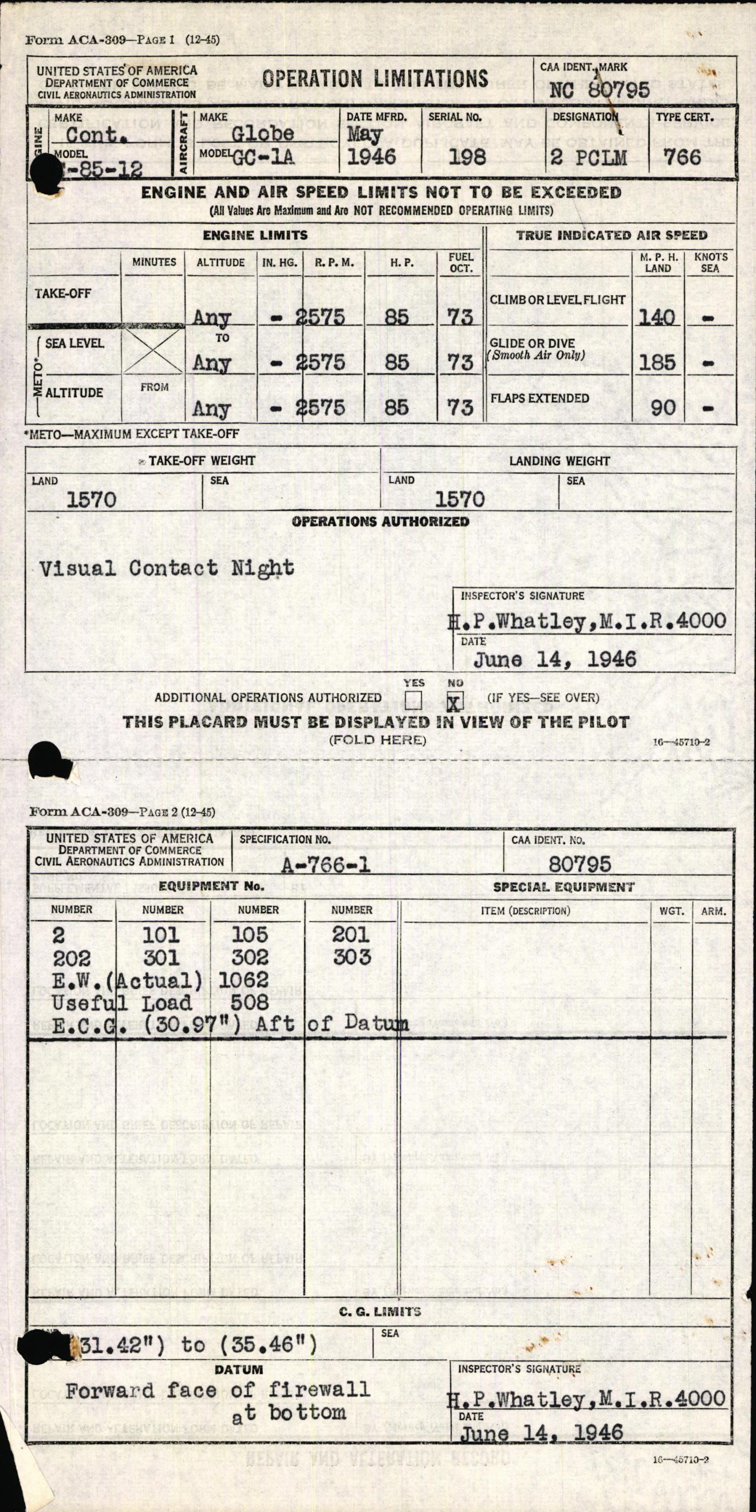 Sample page 3 from AirCorps Library document: Technical Information for Serial Number 198