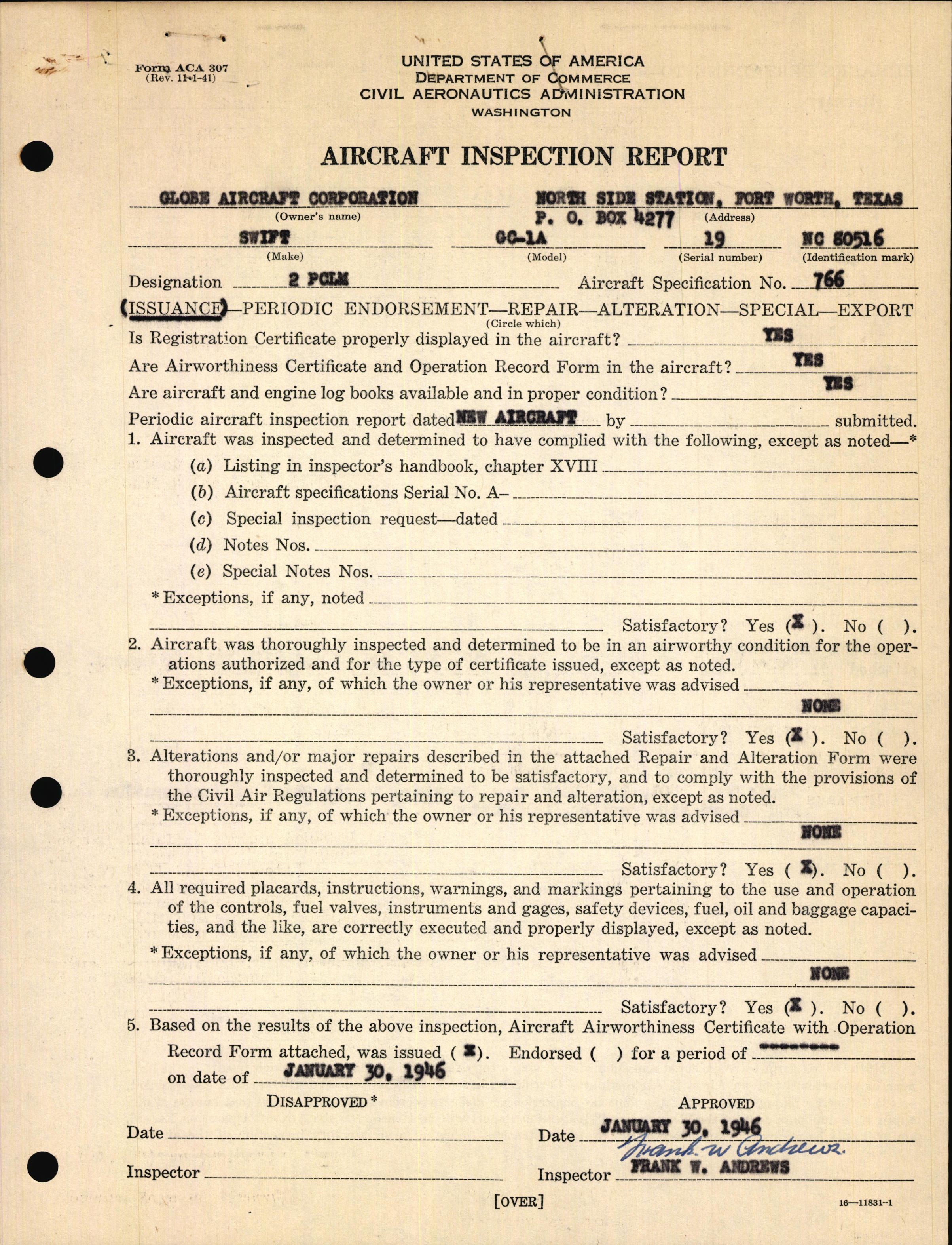 Sample page 3 from AirCorps Library document: Technical Information for Serial Number 19