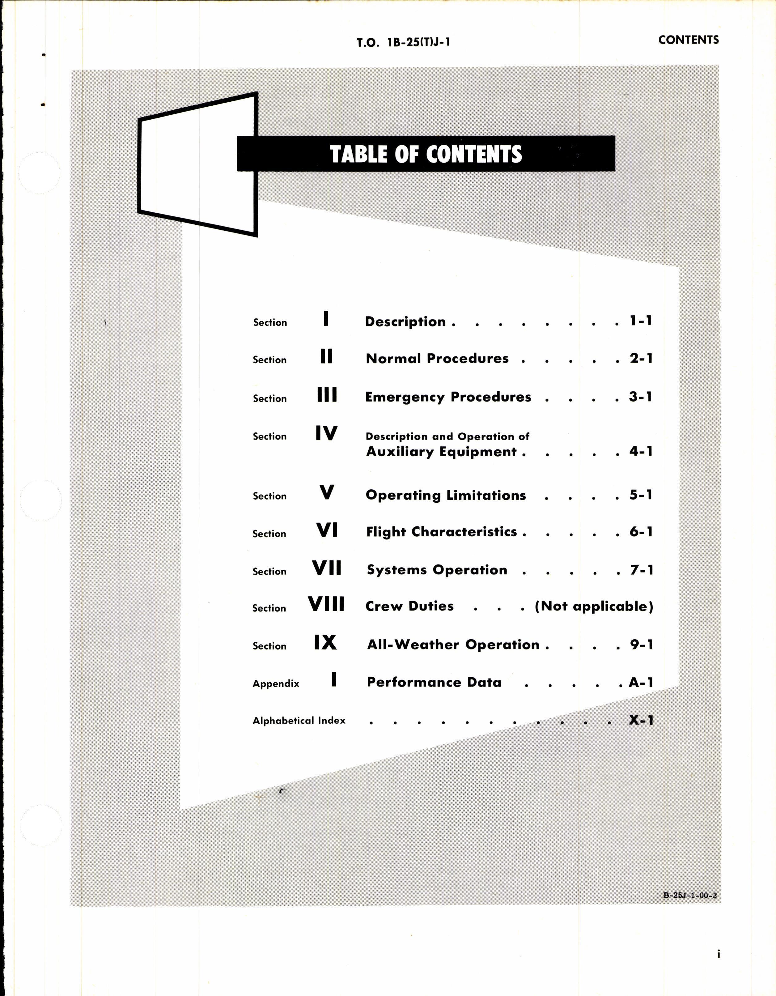 Sample page 3 from AirCorps Library document: Flight Handbook for TB-25J Aircraft