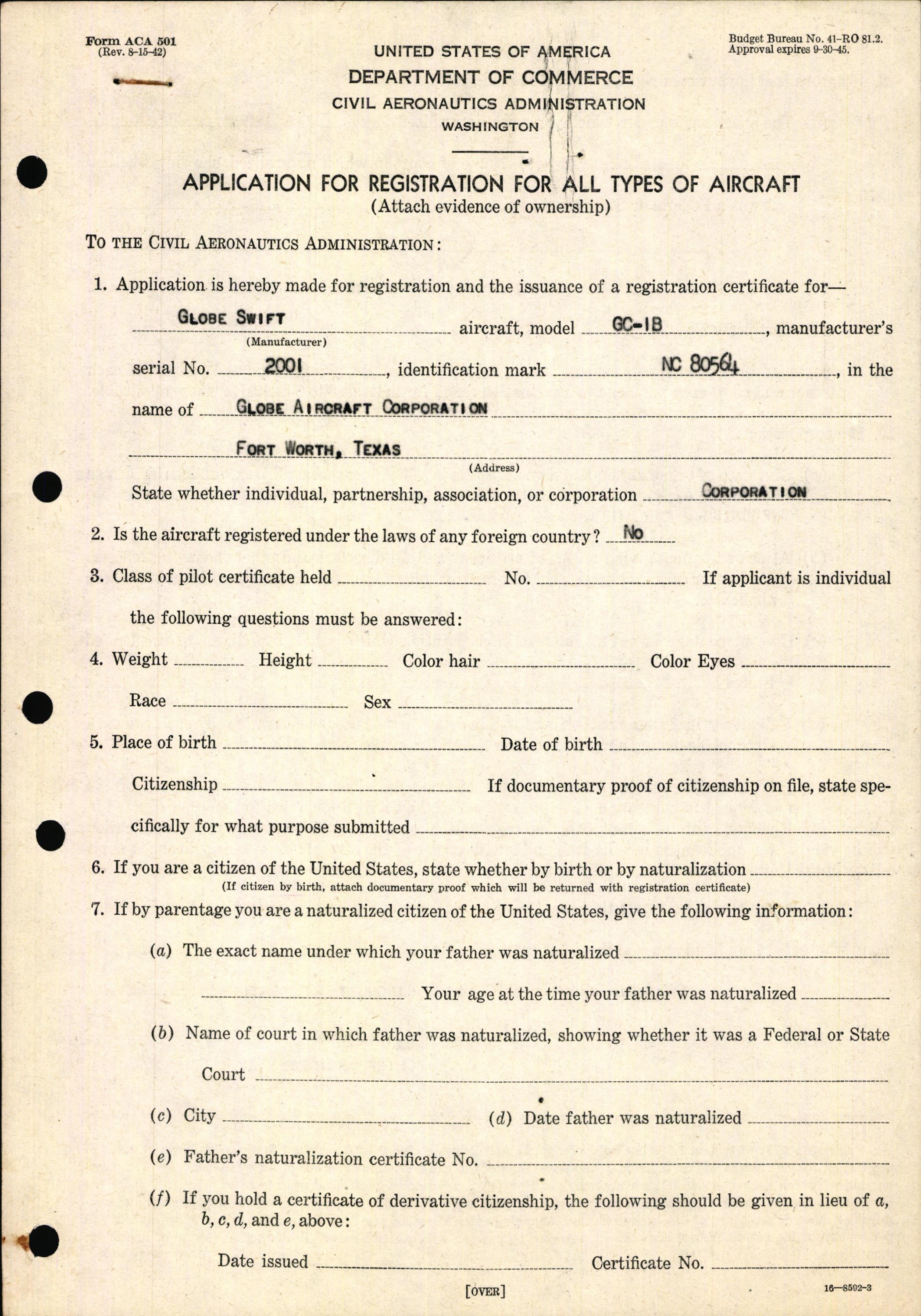 Sample page 5 from AirCorps Library document: Technical Information for Serial Number 2001