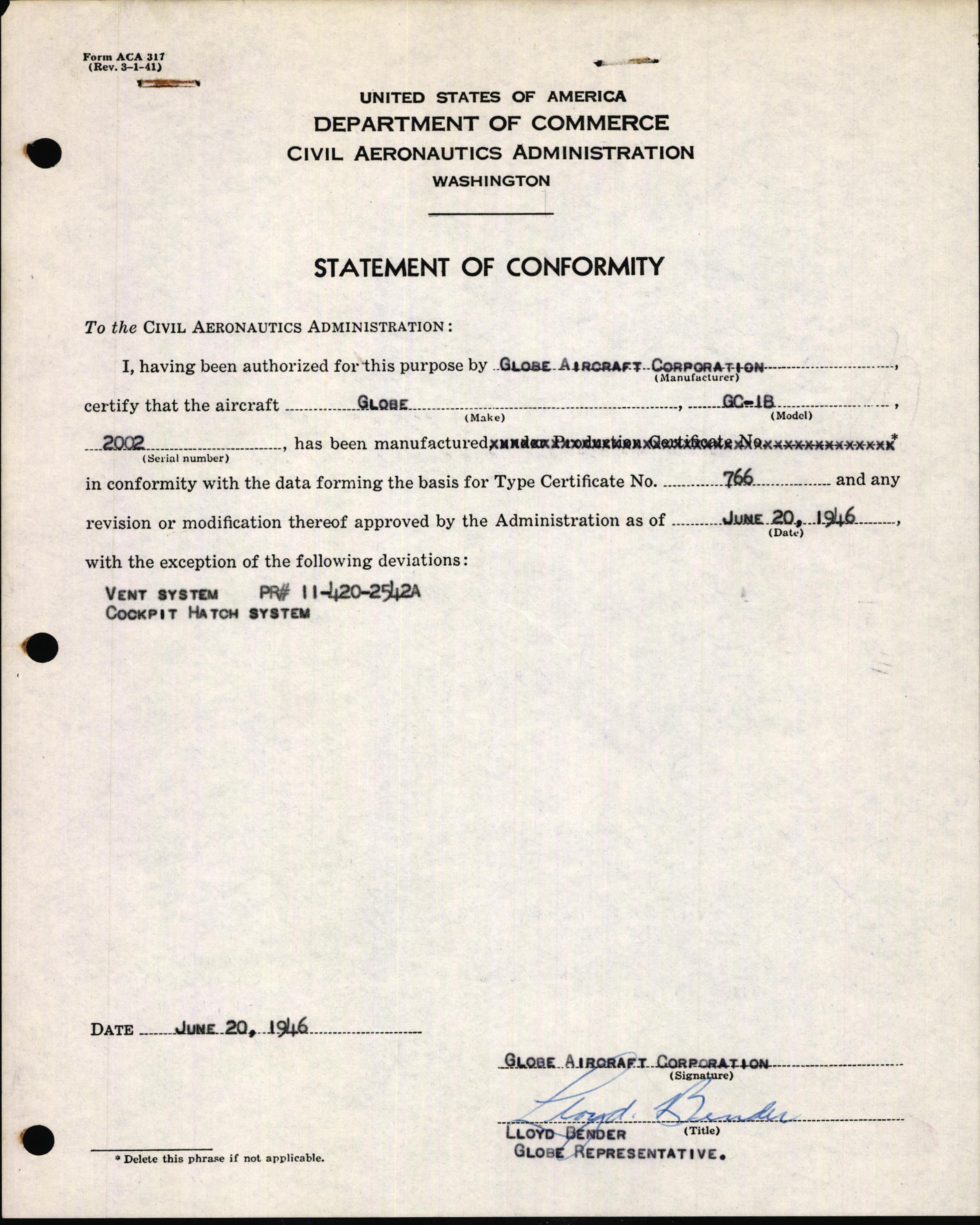 Sample page 3 from AirCorps Library document: Technical Information for Serial Number 2002