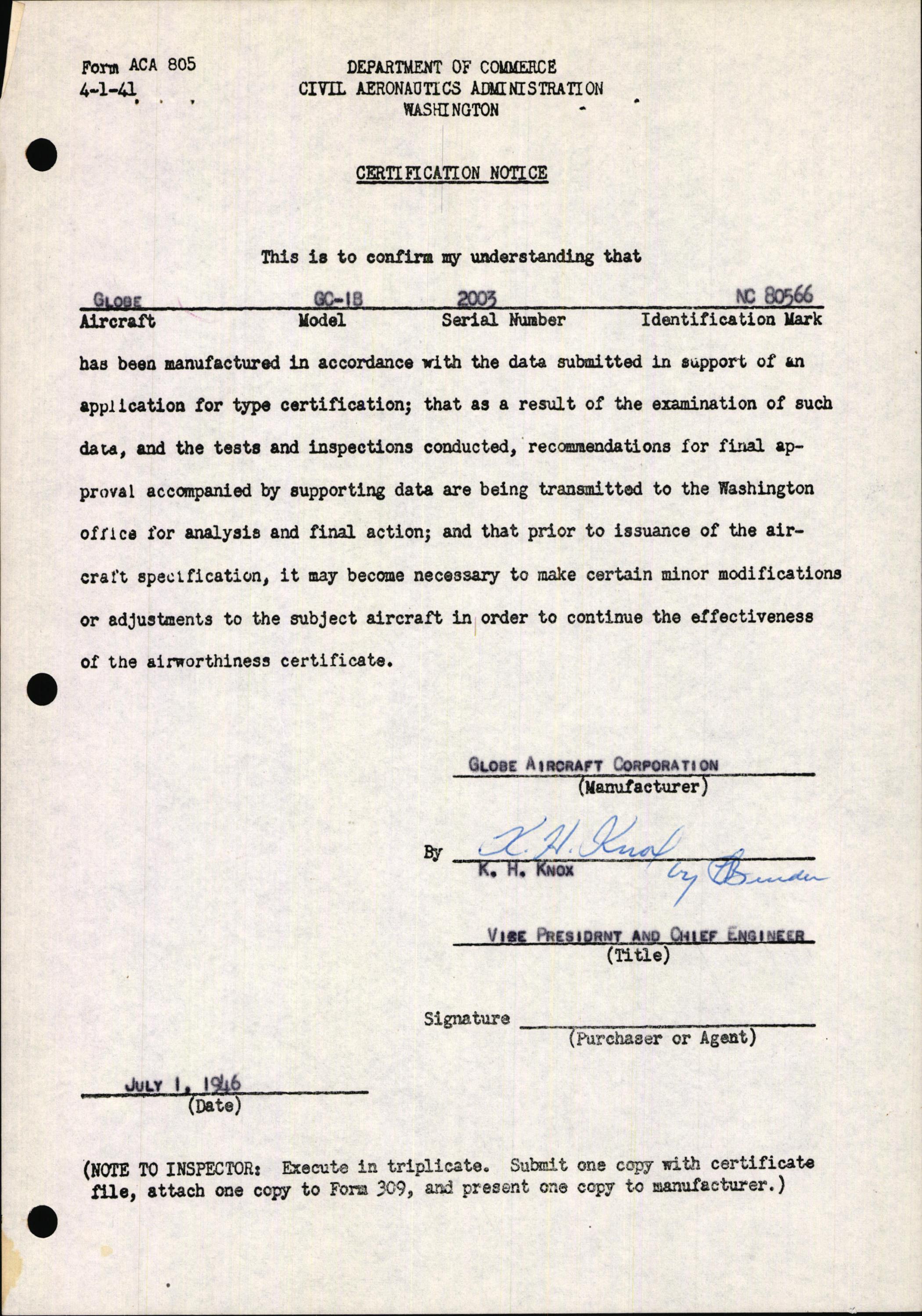 Sample page 5 from AirCorps Library document: Technical Information for Serial Number 2003