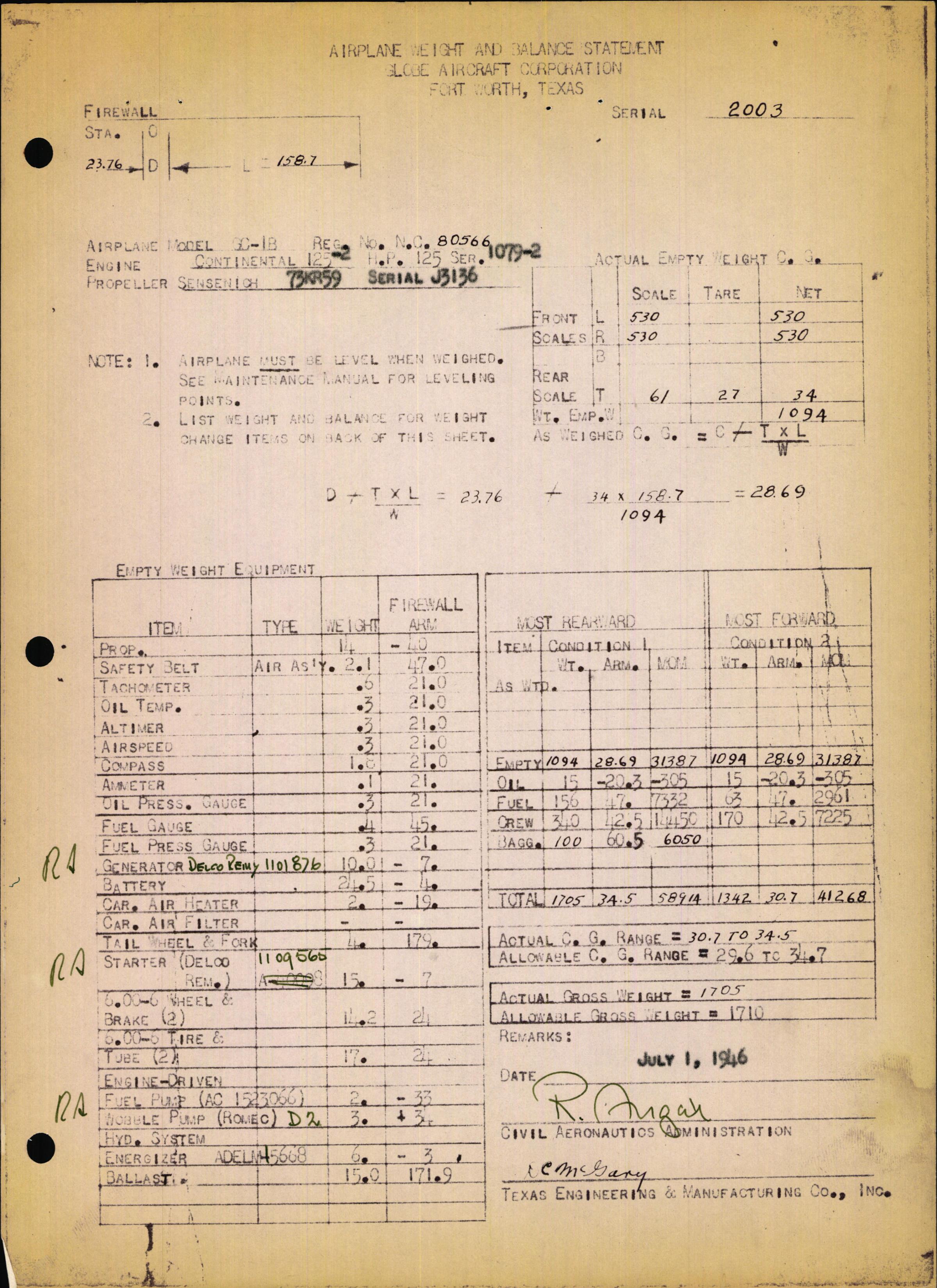 Sample page 7 from AirCorps Library document: Technical Information for Serial Number 2003