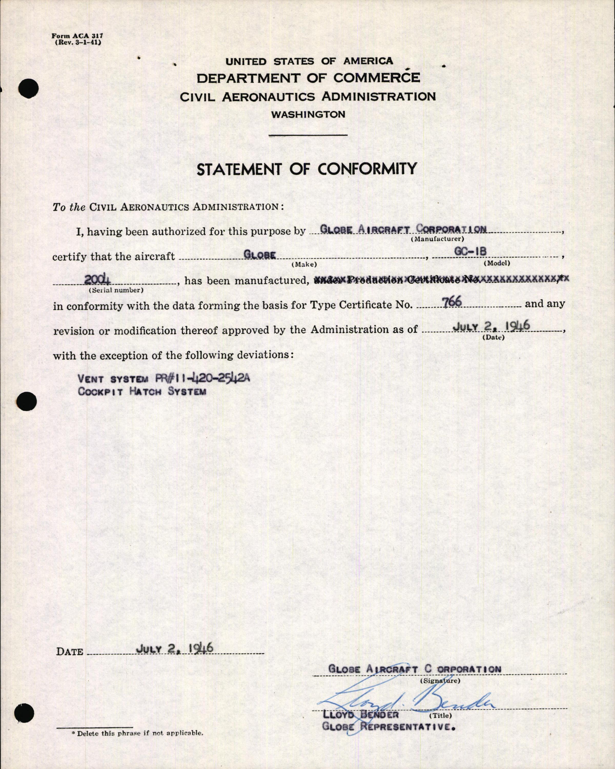 Sample page 5 from AirCorps Library document: Technical Information for Serial Number 2004