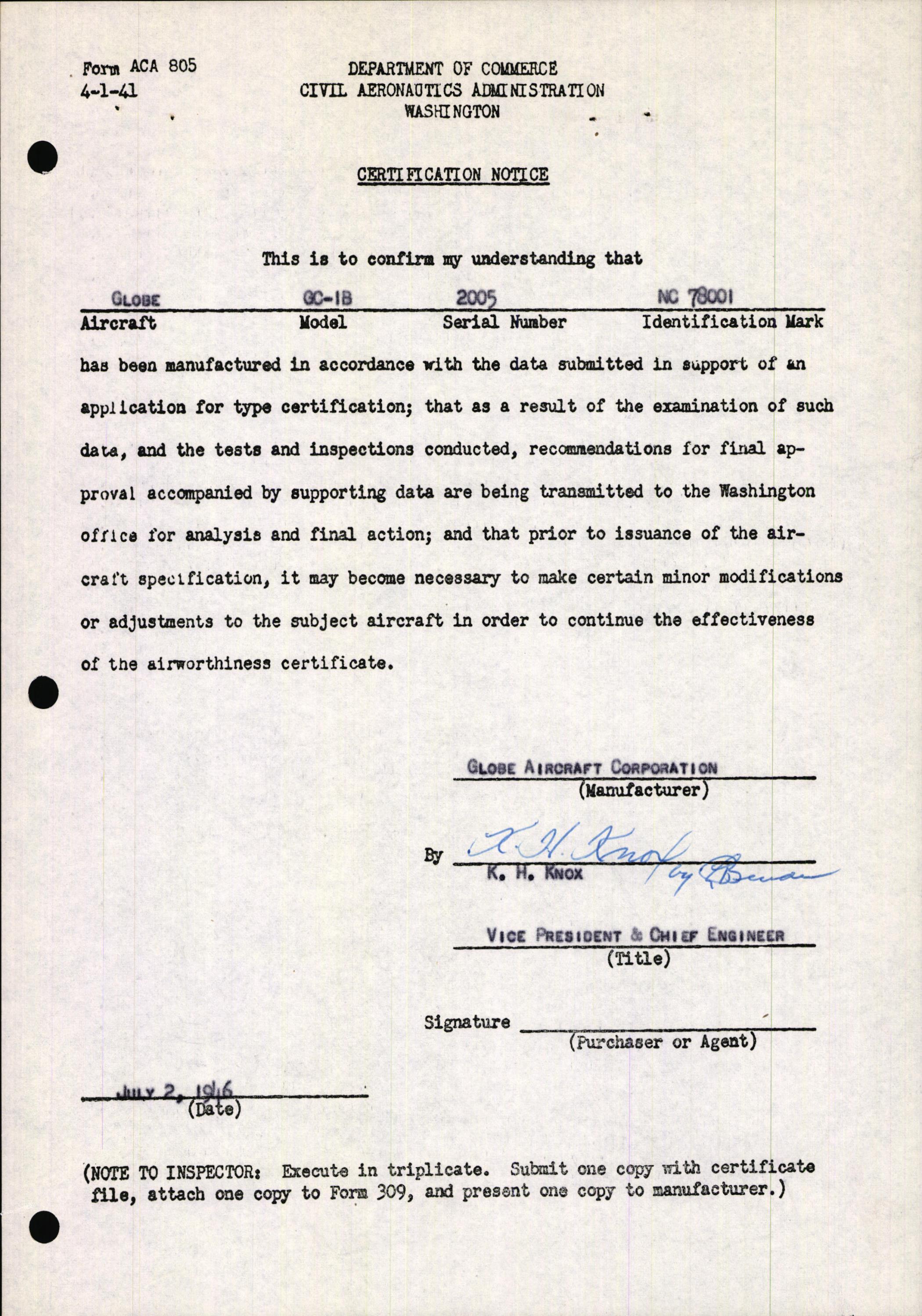 Sample page 5 from AirCorps Library document: Technical Information for Serial Number 2005