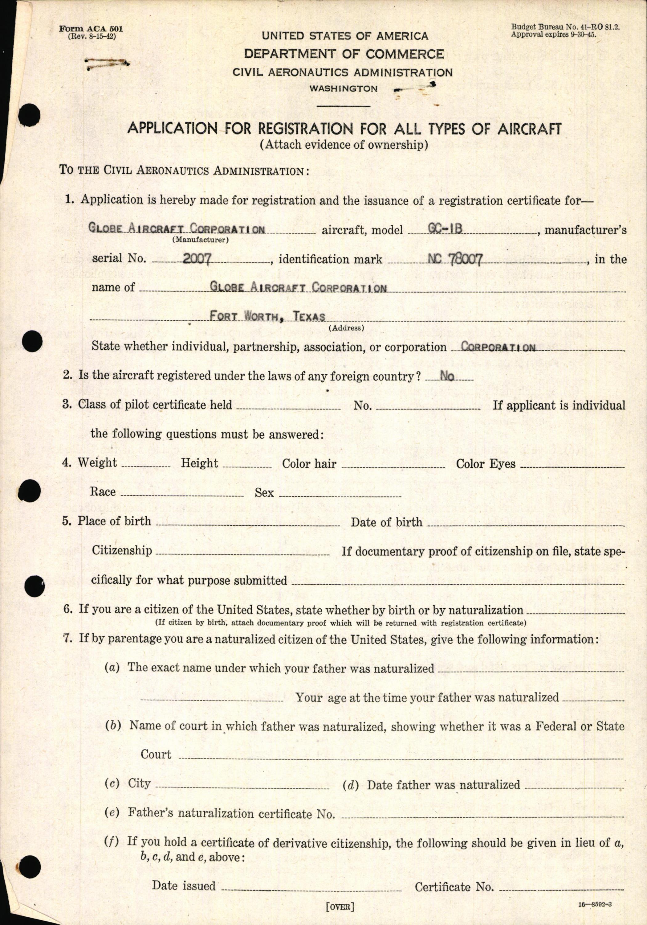 Sample page 3 from AirCorps Library document: Technical Information for Serial Number 2007