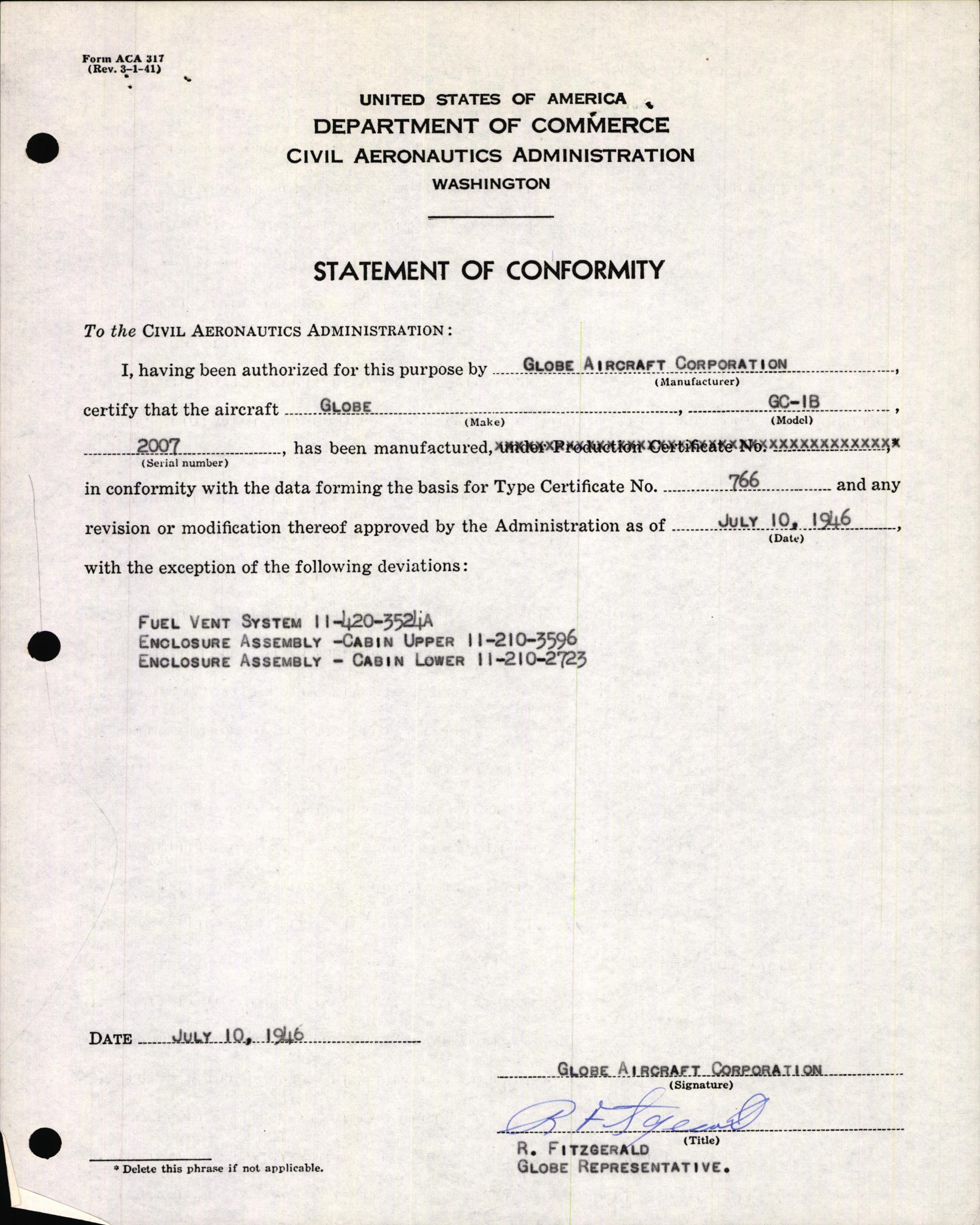 Sample page 5 from AirCorps Library document: Technical Information for Serial Number 2007