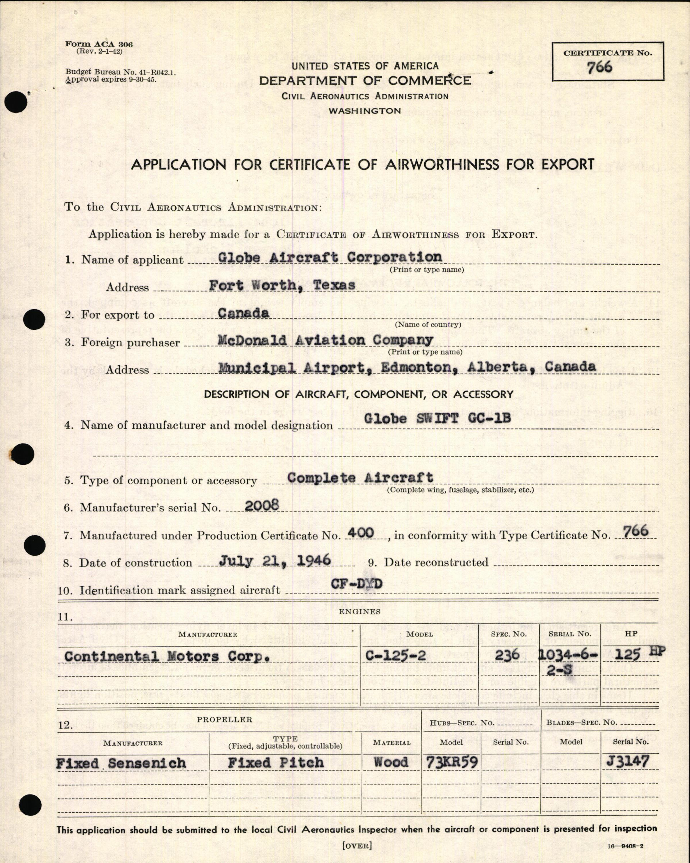 Sample page 3 from AirCorps Library document: Technical Information for Serial Number 2008