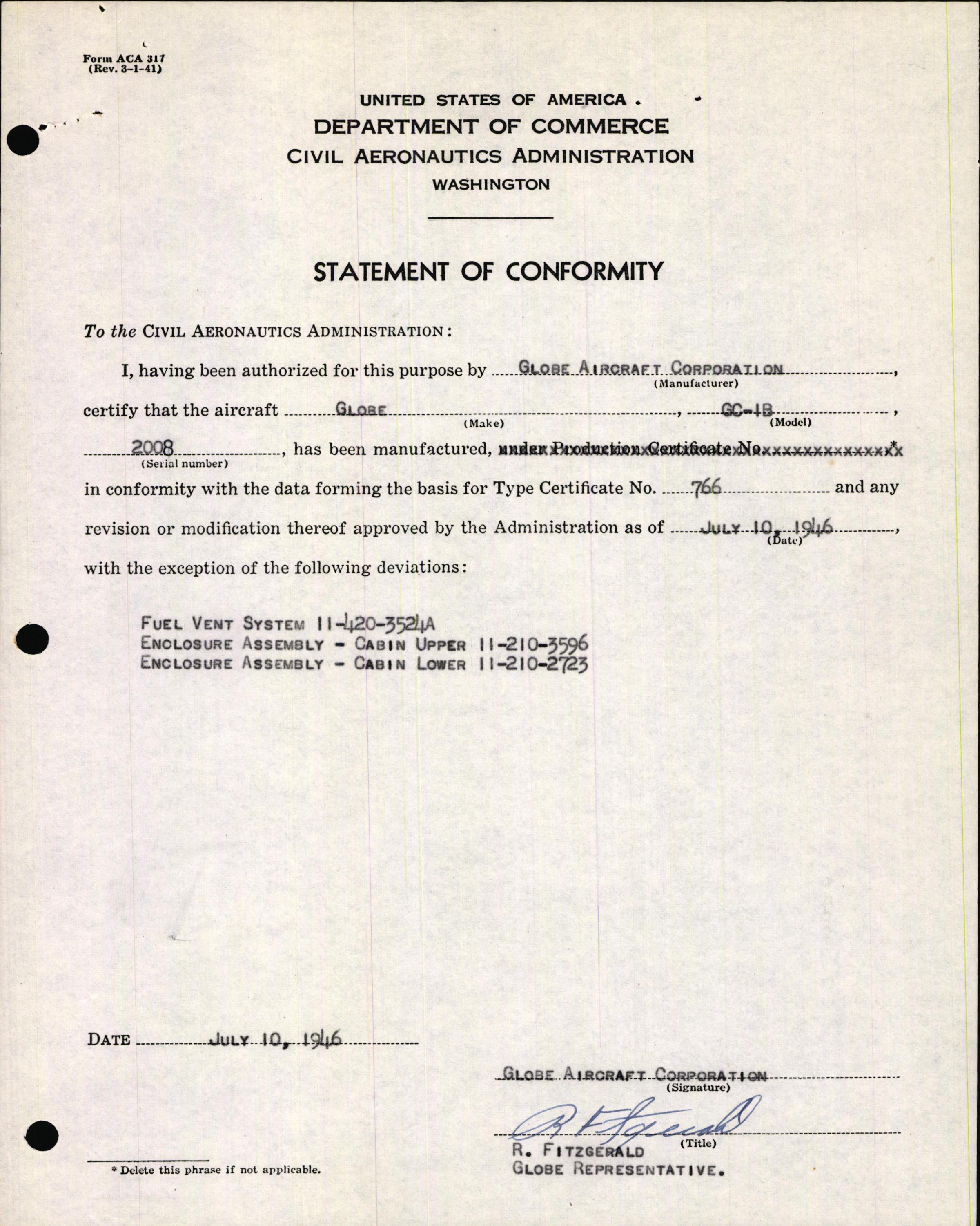 Sample page 5 from AirCorps Library document: Technical Information for Serial Number 2008