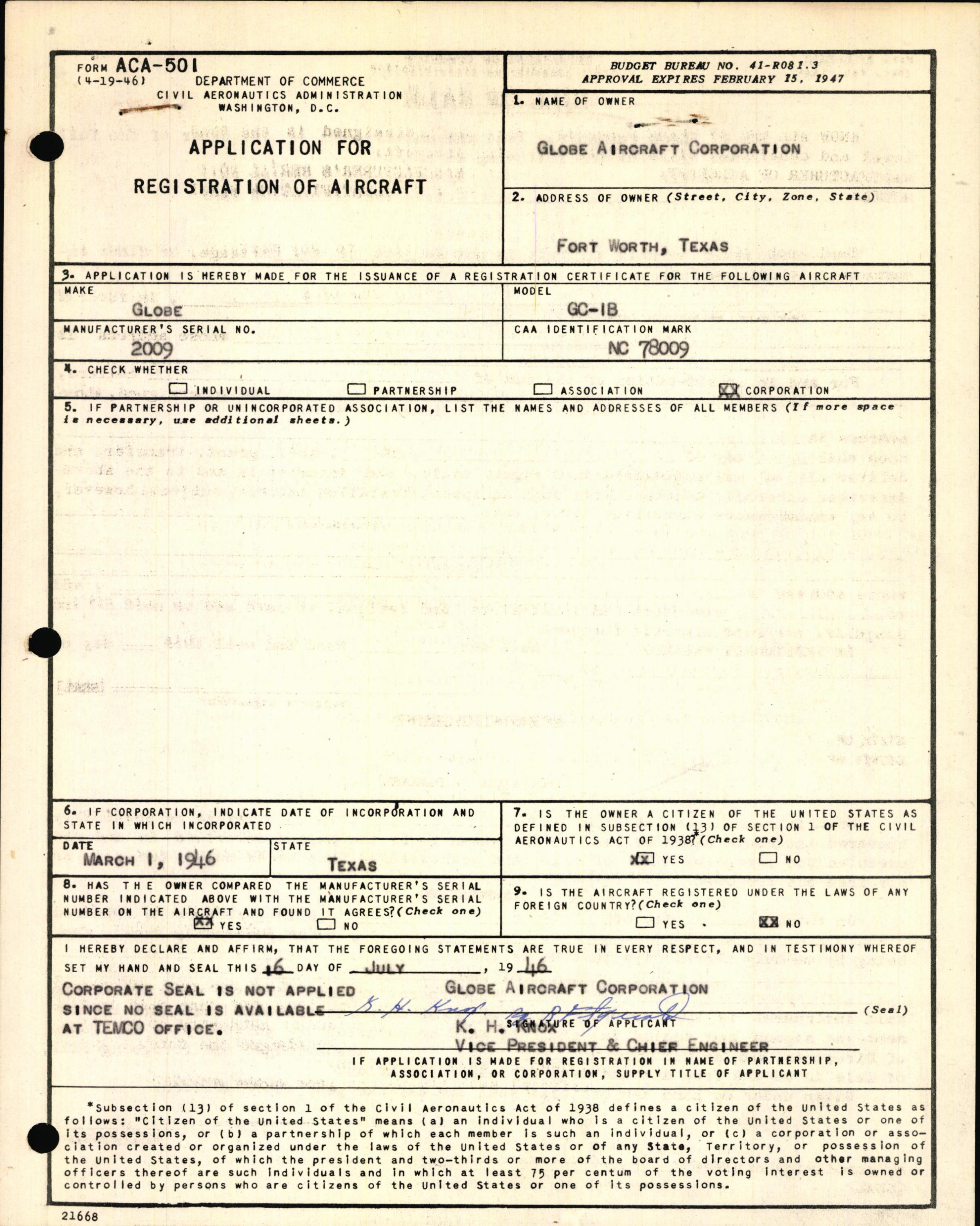 Sample page 3 from AirCorps Library document: Technical Information for Serial Number 2009