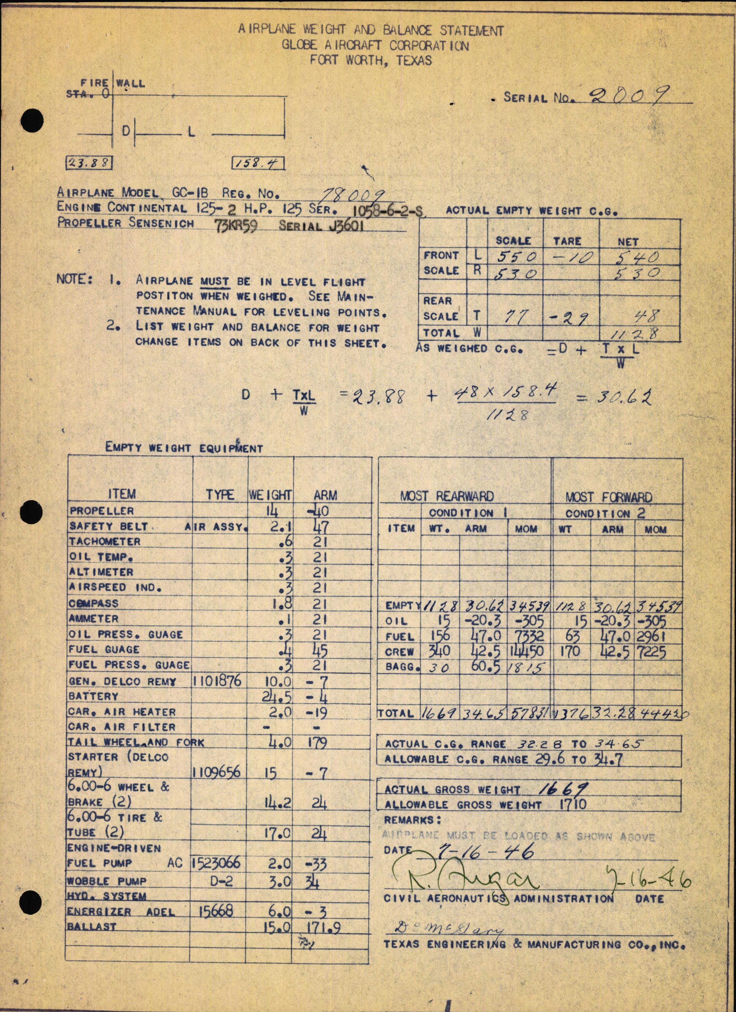 Sample page 5 from AirCorps Library document: Technical Information for Serial Number 2009