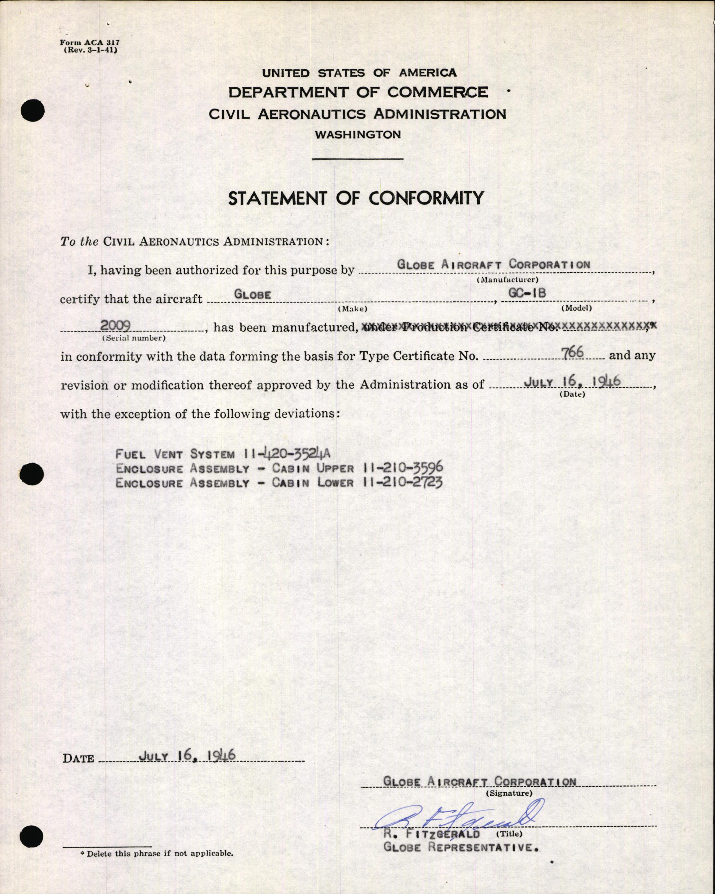 Sample page 7 from AirCorps Library document: Technical Information for Serial Number 2009