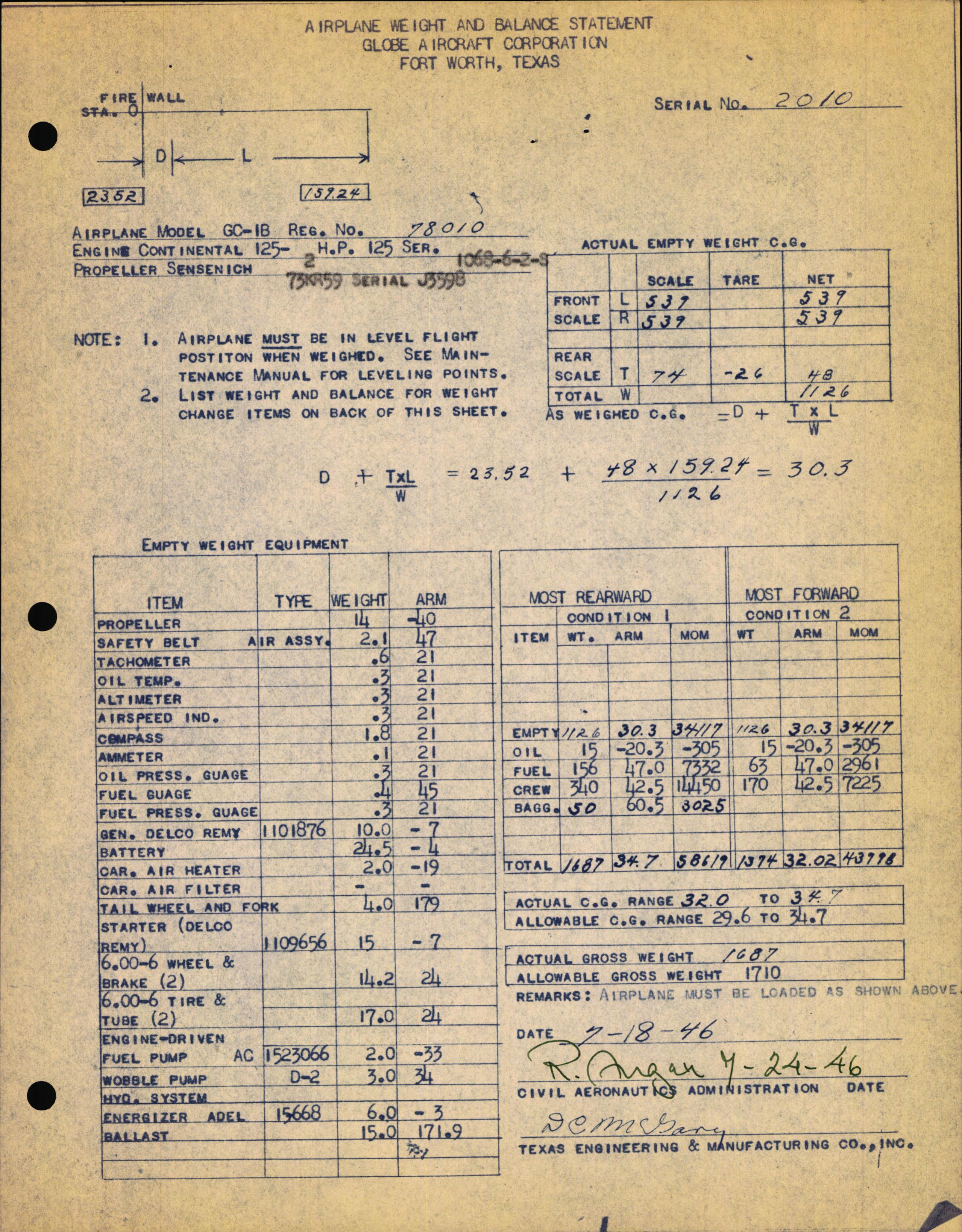 Sample page 3 from AirCorps Library document: Technical Information for Serial Number 2010