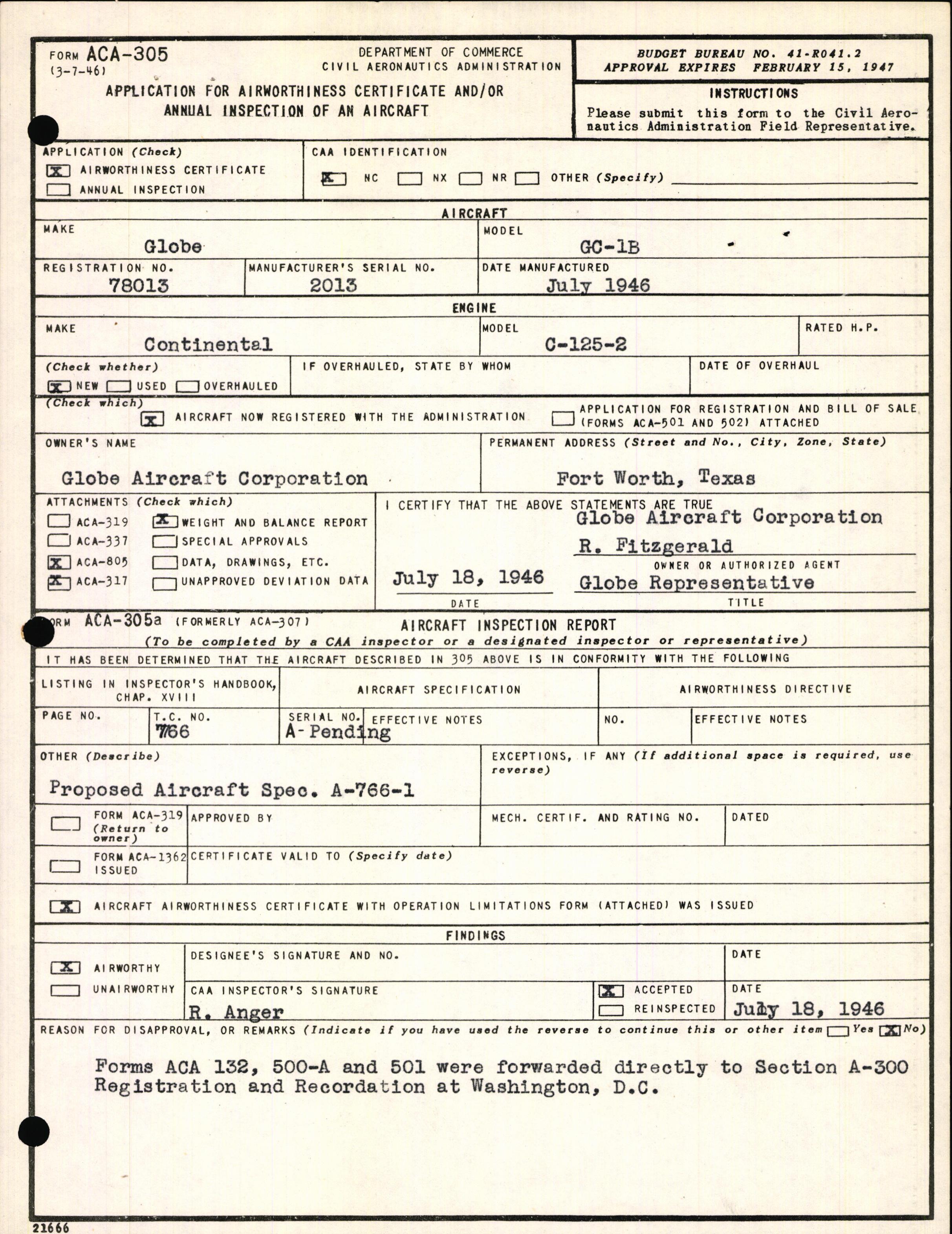 Sample page 3 from AirCorps Library document: Technical Information for Serial Number 2013