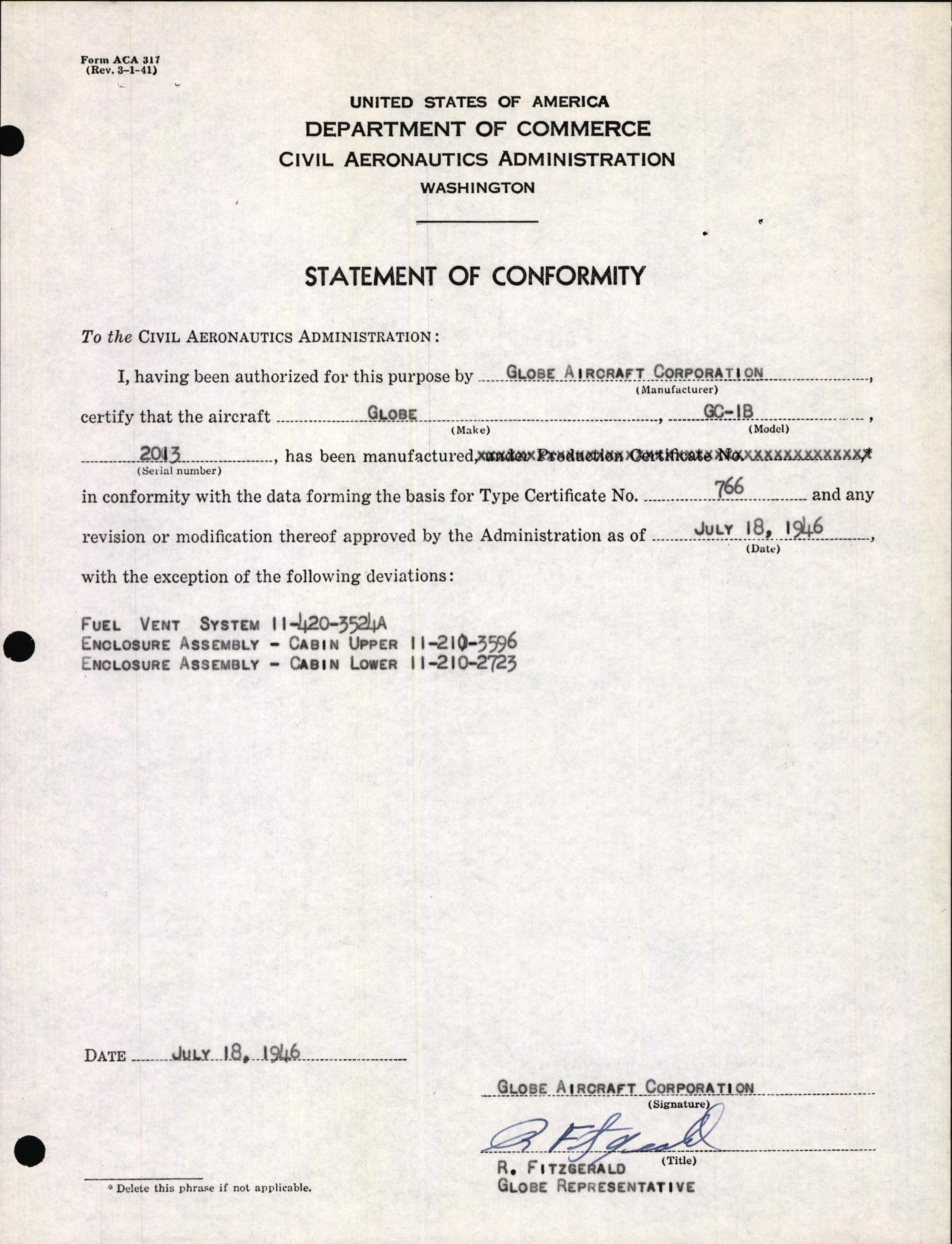 Sample page 5 from AirCorps Library document: Technical Information for Serial Number 2013