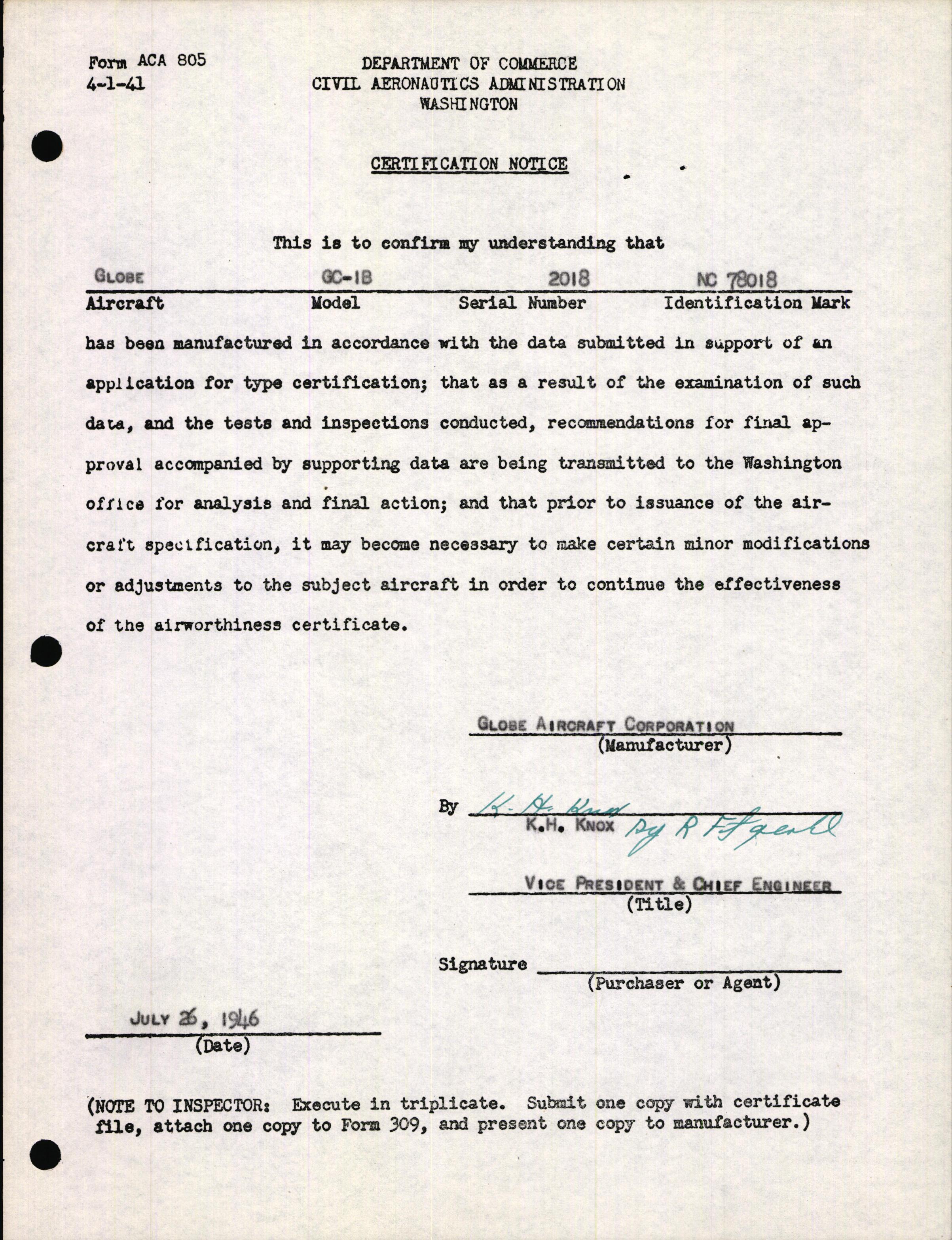 Sample page 5 from AirCorps Library document: Technical Information for Serial Number 2018